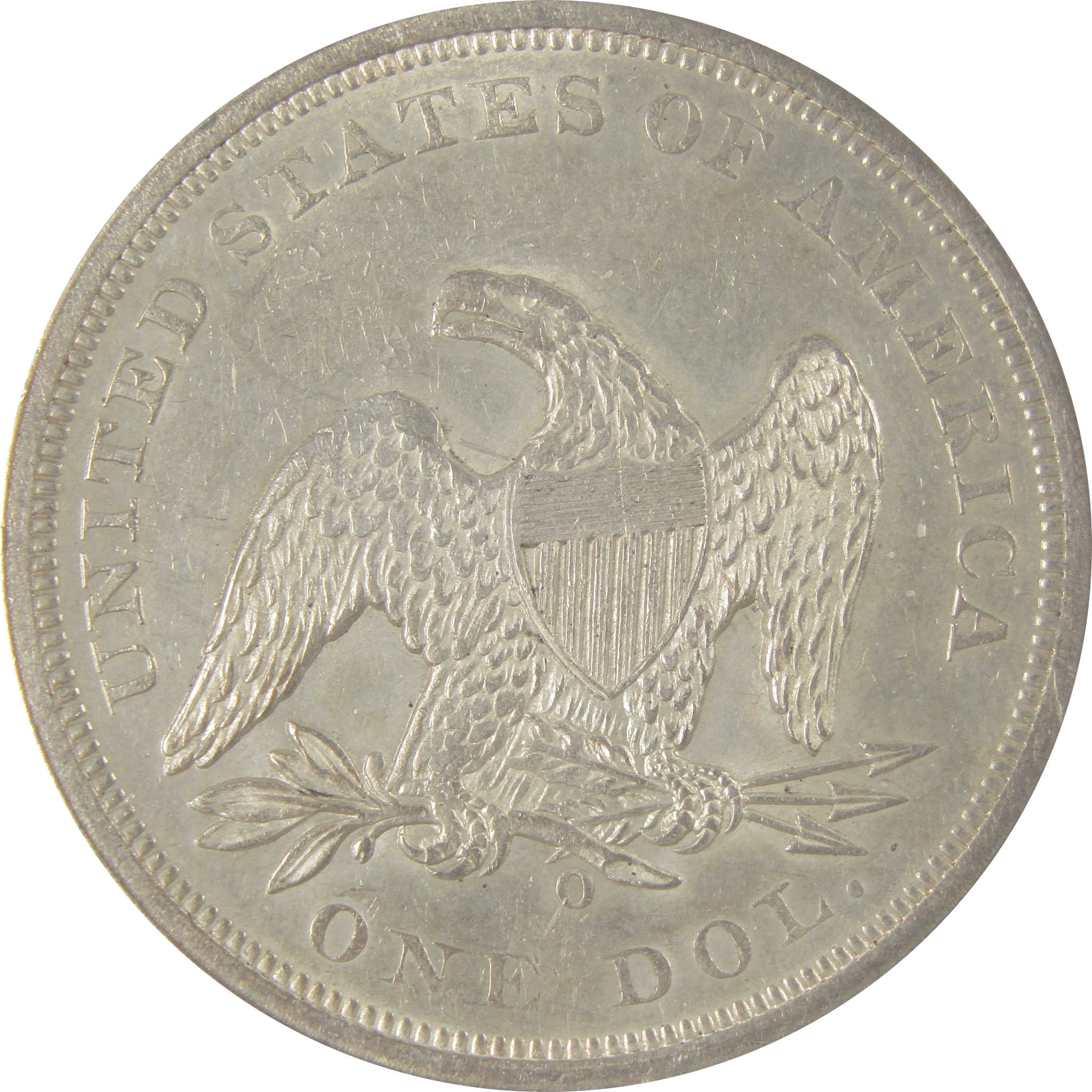 1860 O Seated Liberty Dollar AU 50 Details ANACS Silver SKU:CP128