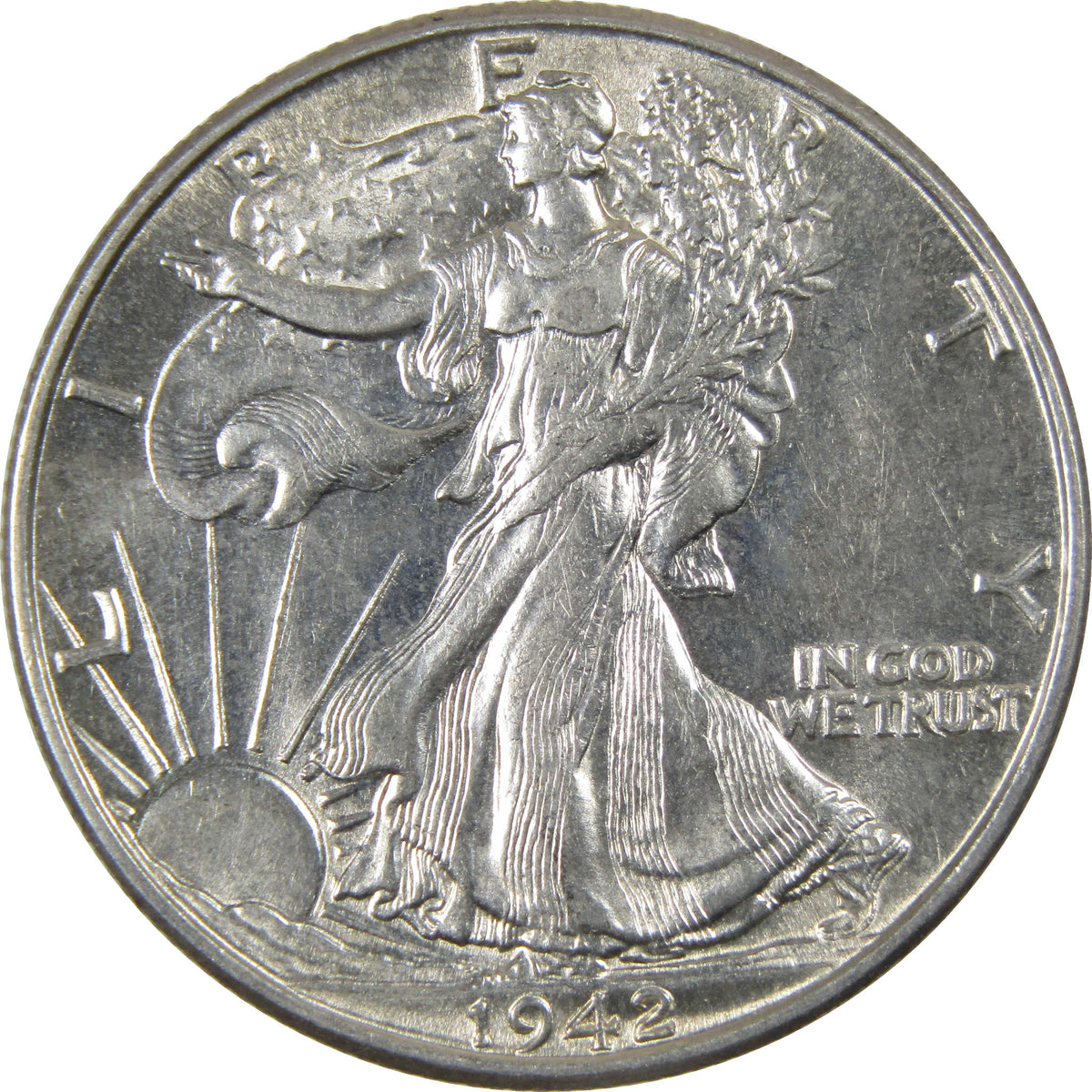 1942 Liberty Walking Silver 50c Borderline Uncirculated SKU:I28654