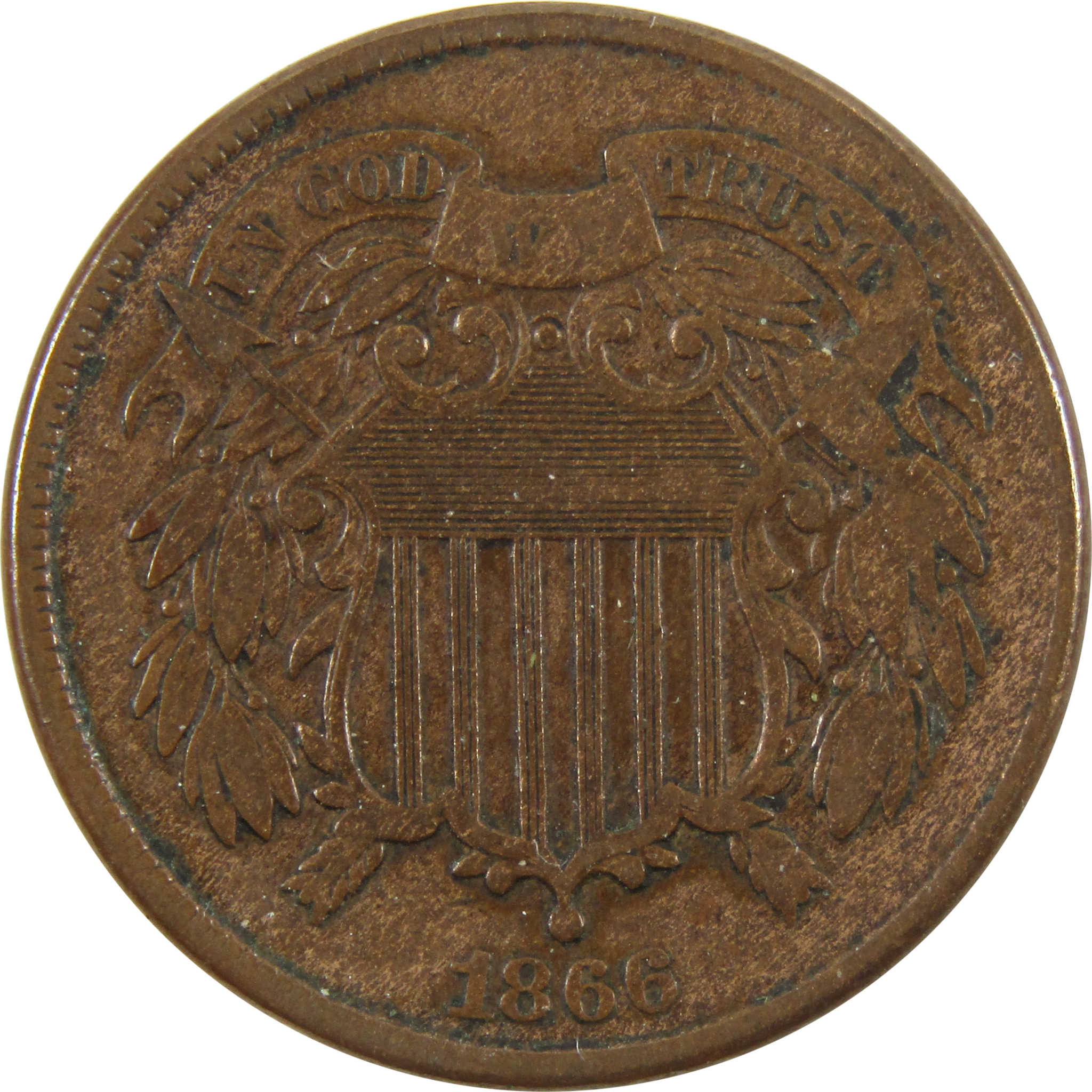 1866 Two Cent Piece VF Very Fine 2c Coin SKU:I10988