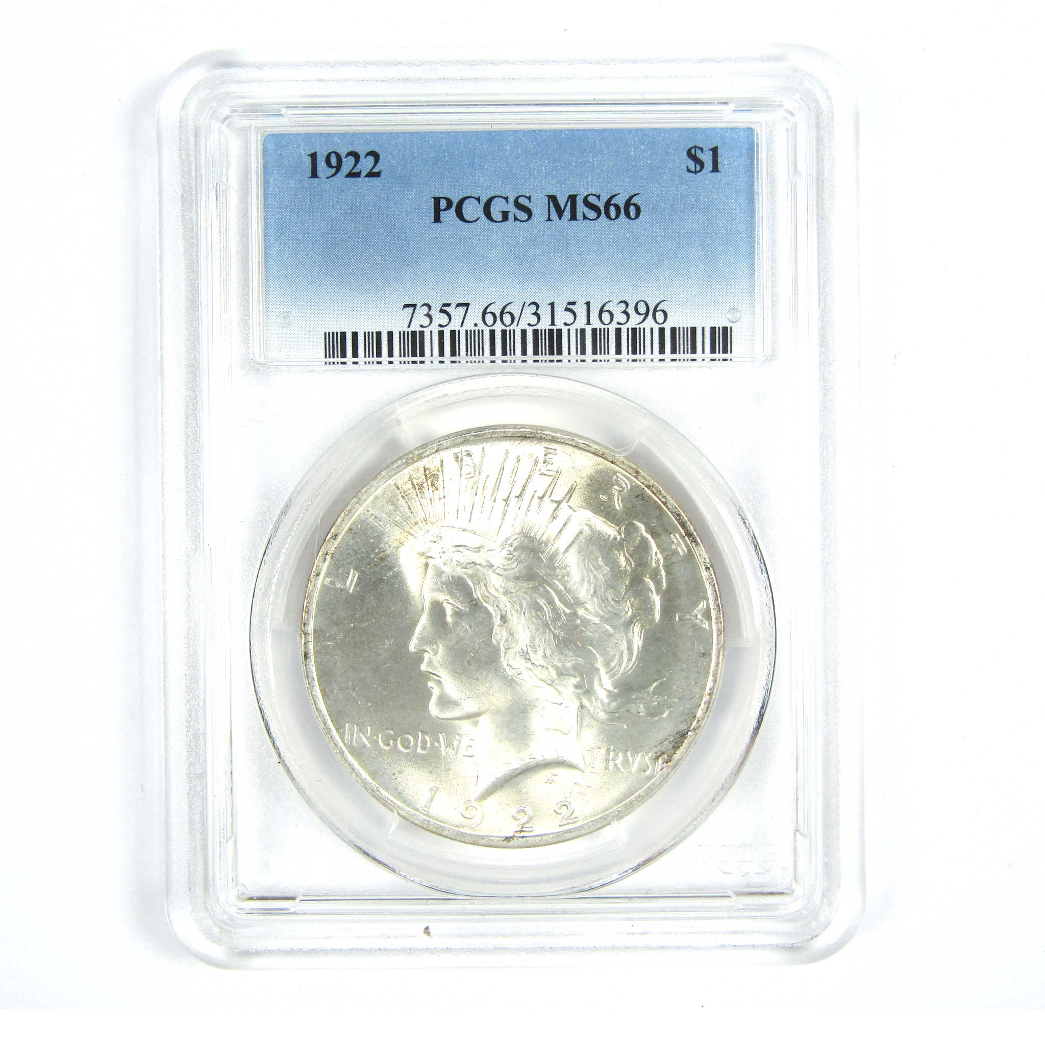 1922 Peace Dollar MS 66 PCGS Silver $1 Uncirculated Coin SKU:CPC8596