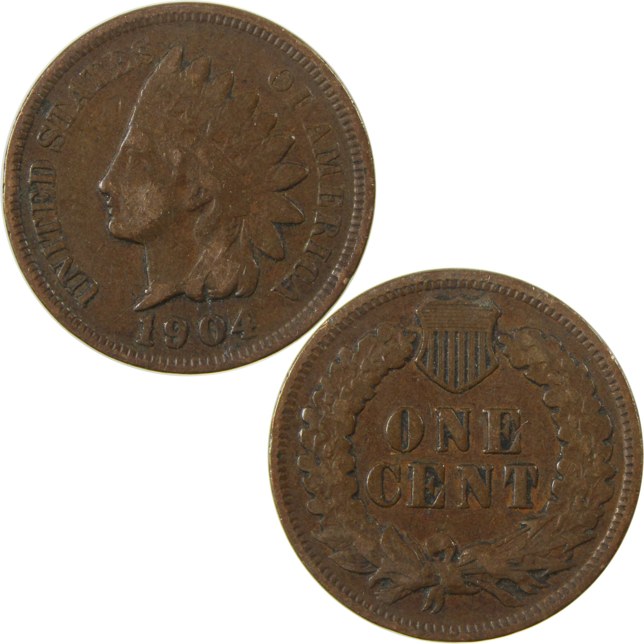 1904 Indian Head Cent F Fine Penny 1c Coin Collectible SKU:I26814