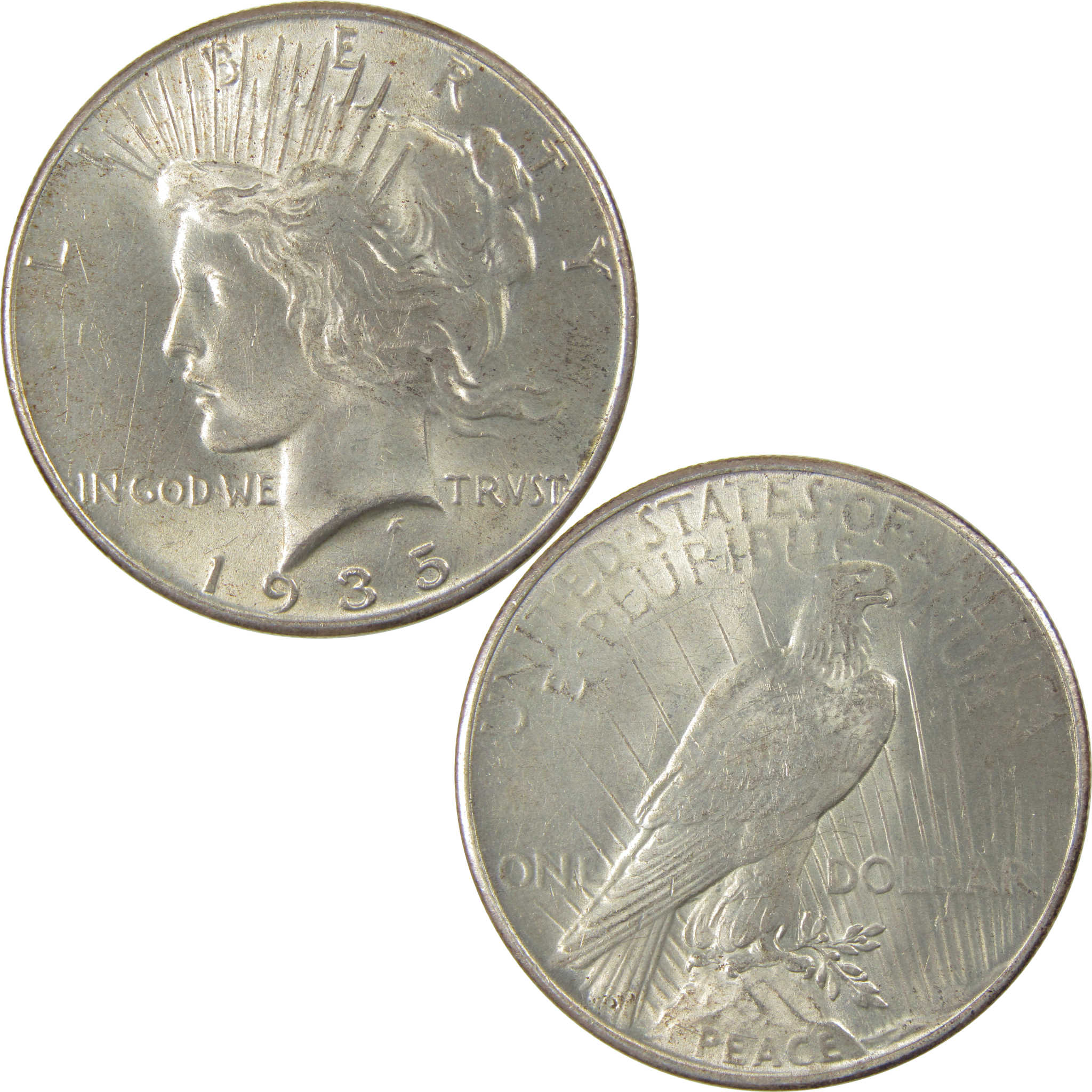 1935 Peace Dollar Borderline Uncirculated Silver $1 Coin SKU:I23836