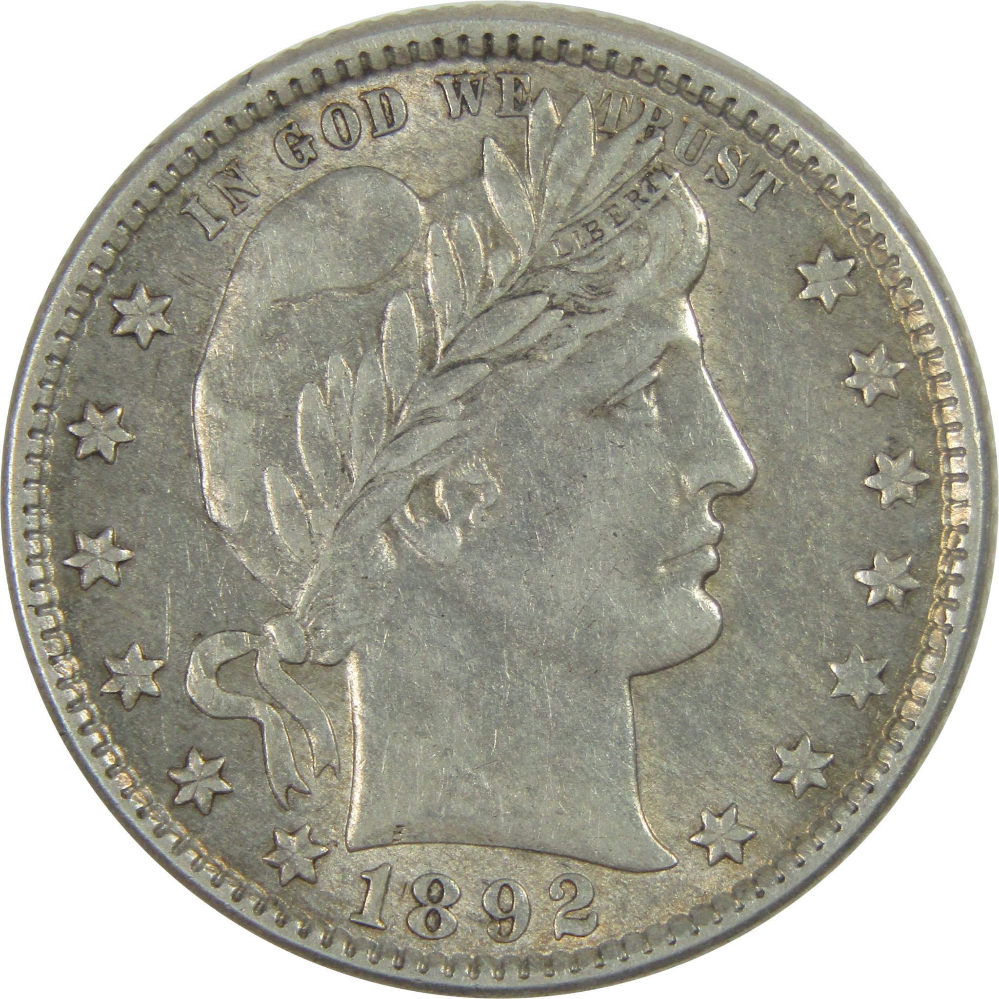 1892 O Barber Quarter AU About Uncirculated Silver 25c Coin SKU:I16546