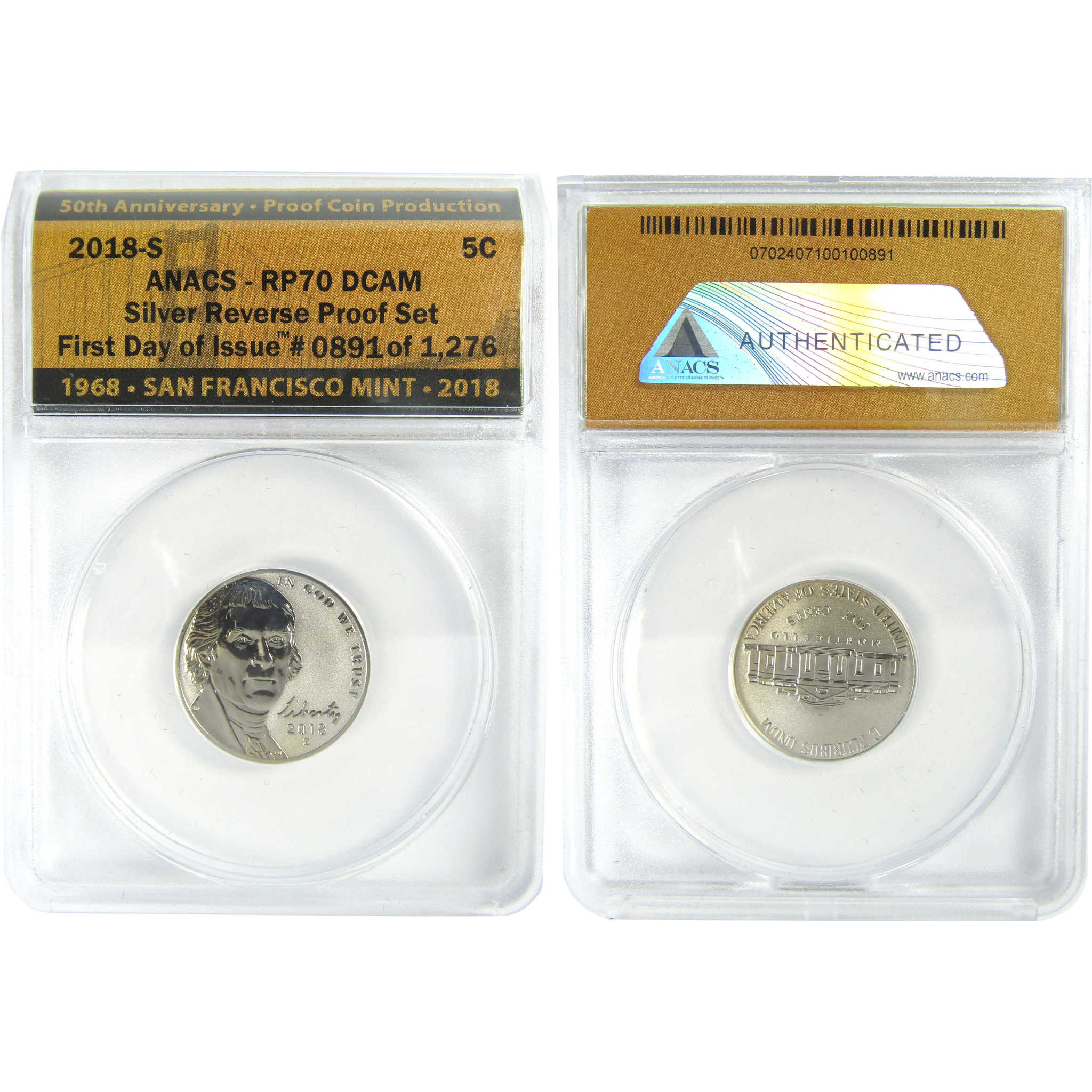 2018 S U.S. Mint Silver Reverse Proof Set RP 70 DCAM ANACS SKU:CPC9416