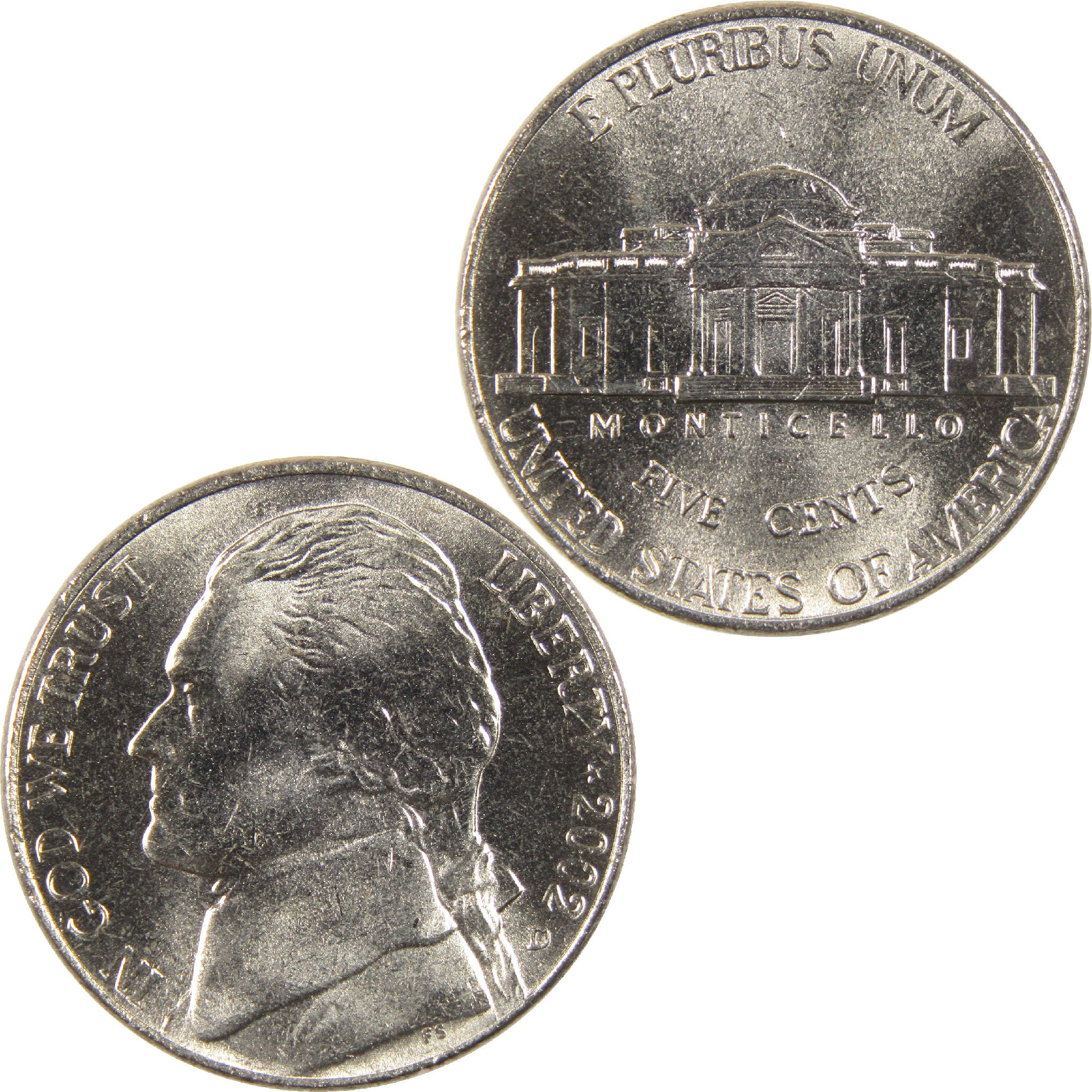 2002 D Jefferson Nickel BU Uncirculated 5c Coin