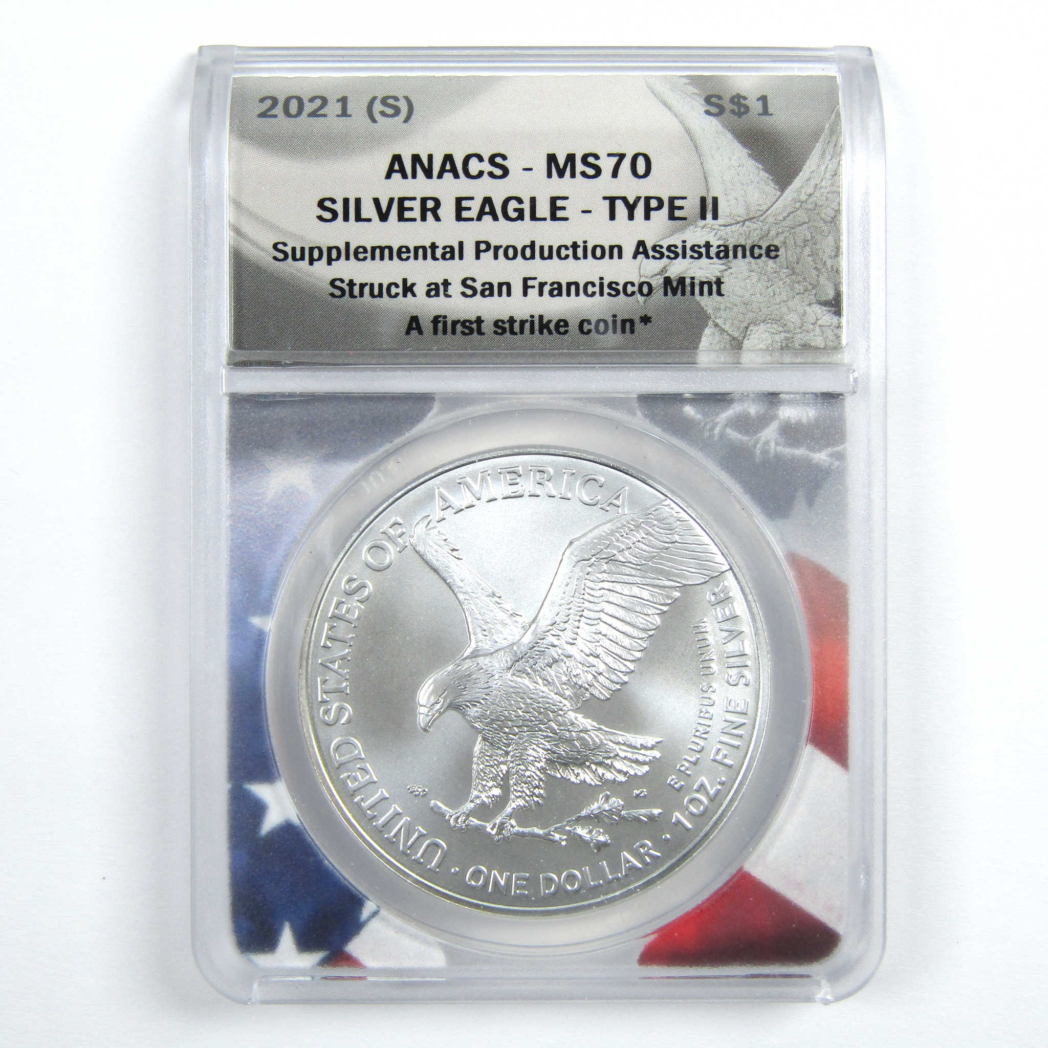 2021 (S) Type 2 American Silver Eagle MS 70 ANACS $1 SKU:CPC7835