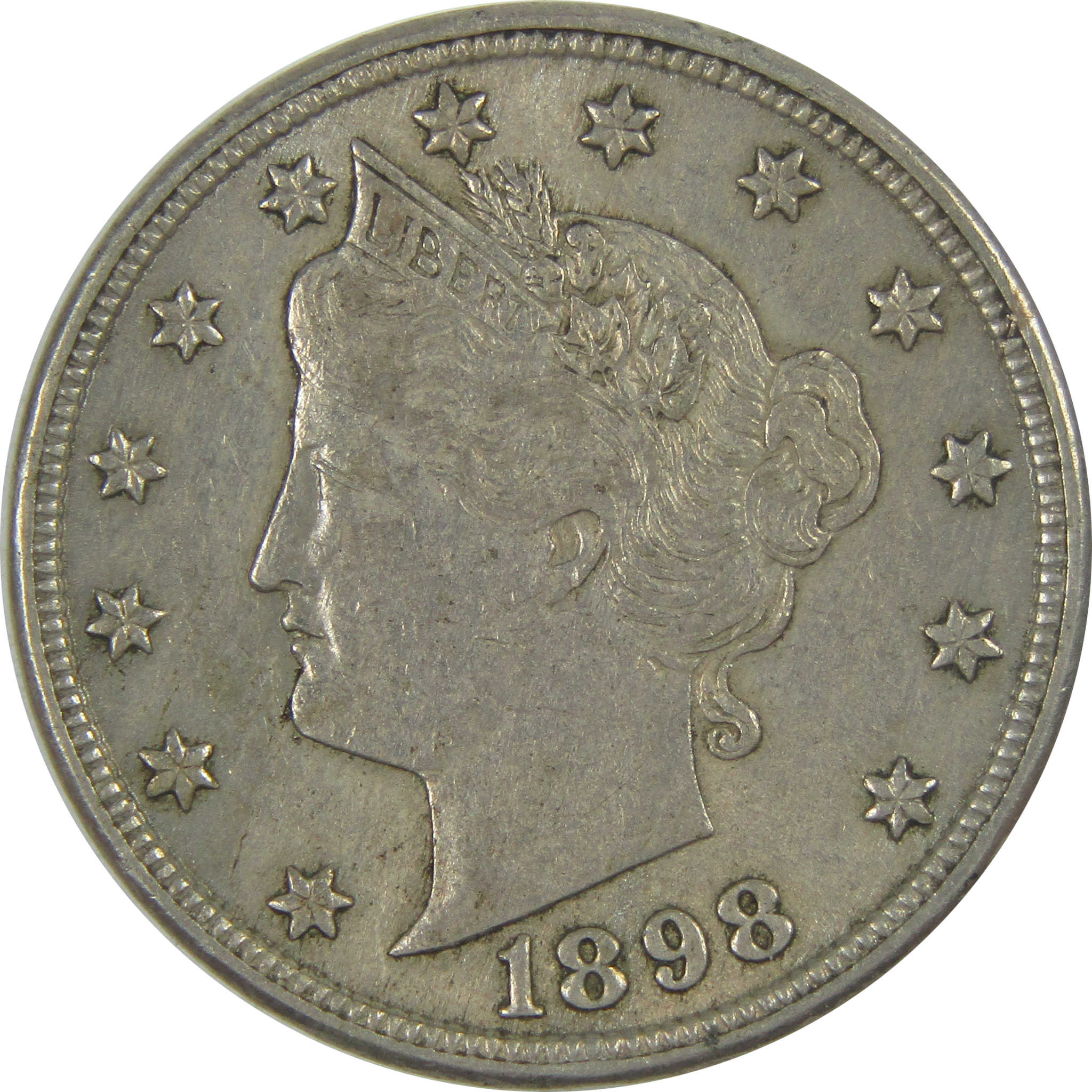 1898 Liberty Head V Nickel AU About Uncirculated 5c Coin SKU:I16554