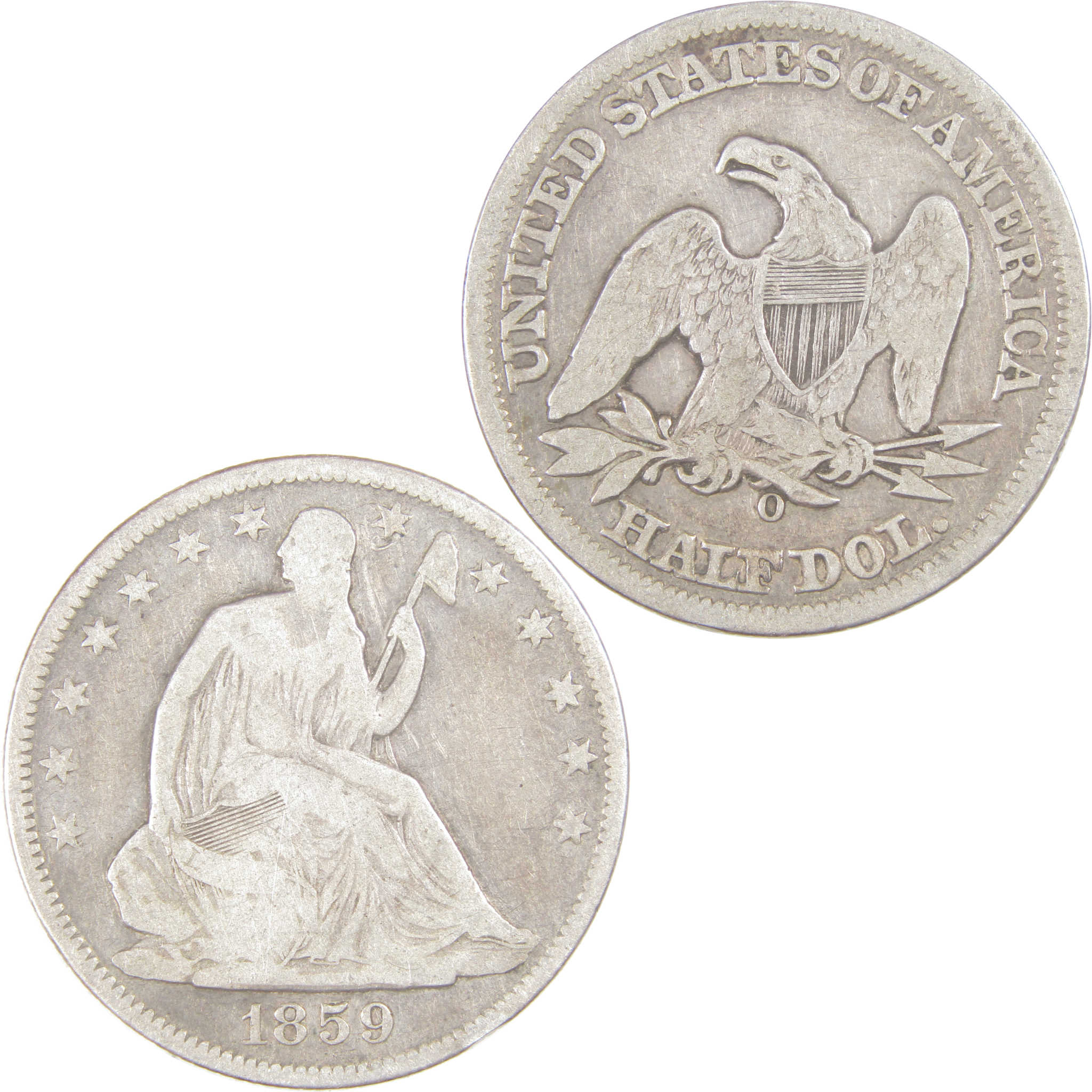 1859 O Seated Liberty Half Dollar G Good Silver 50c Coin SKU:I17130