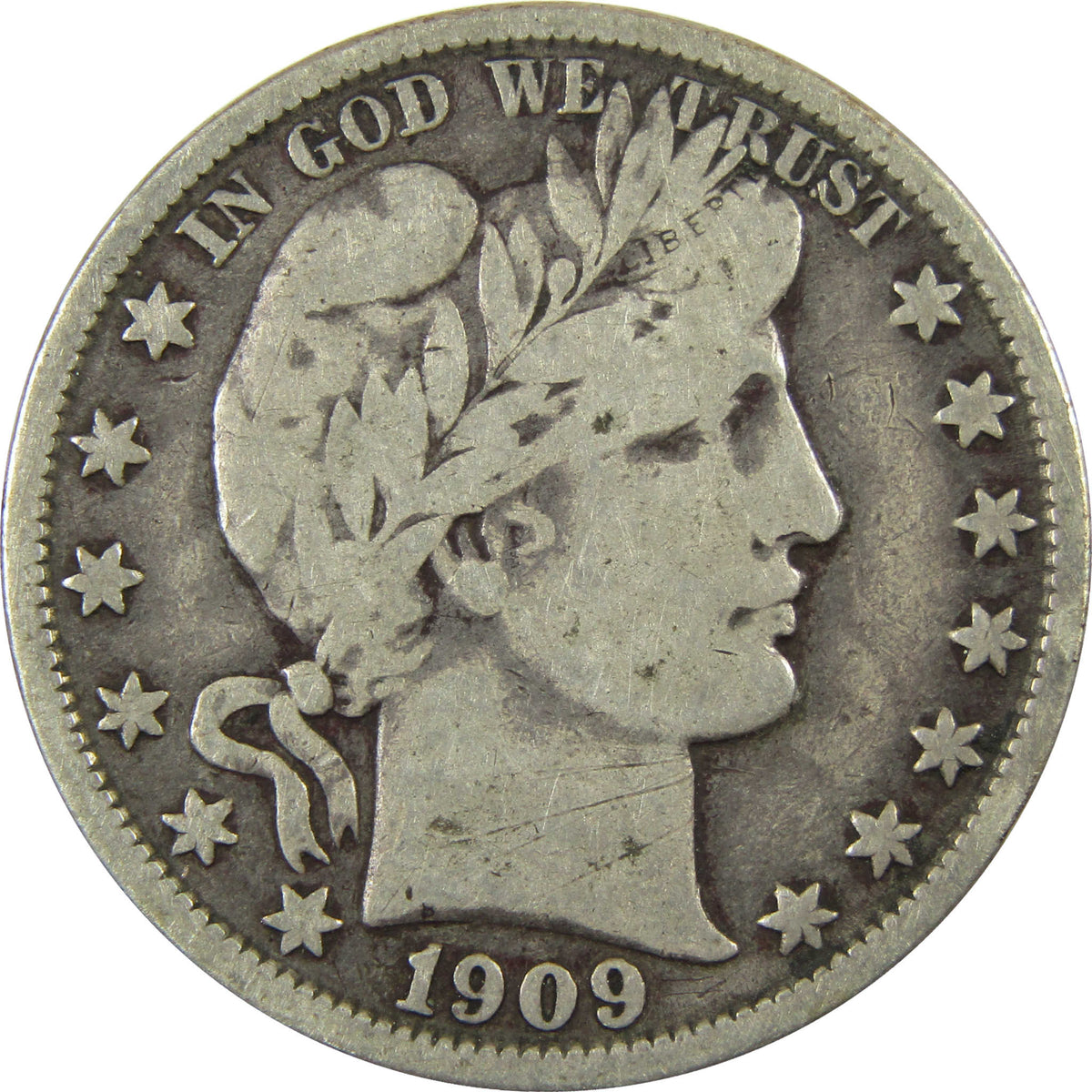 1909 O Barber Silver Half Dollar F Fine 50c Coin SKU:CP1746