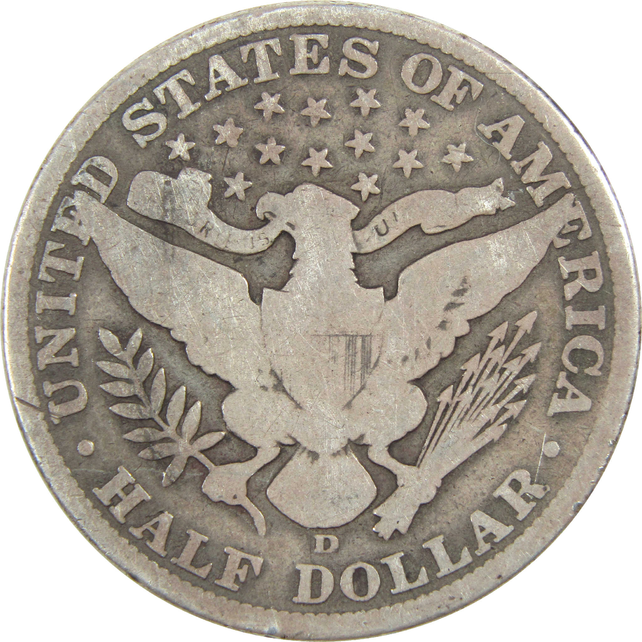 1907 D Barber Half Dollar G Good Silver 50c Coin SKU:I13550
