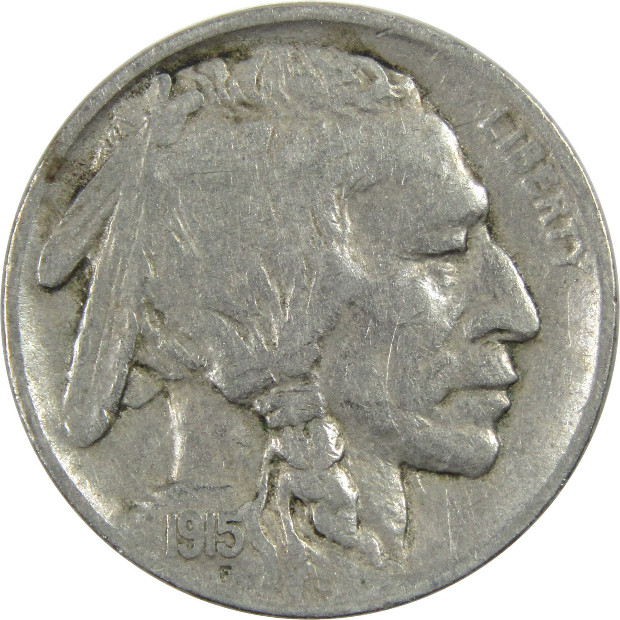 1915 Indian Head Buffalo Nickel F Fine 5c Coin SKU:I12979