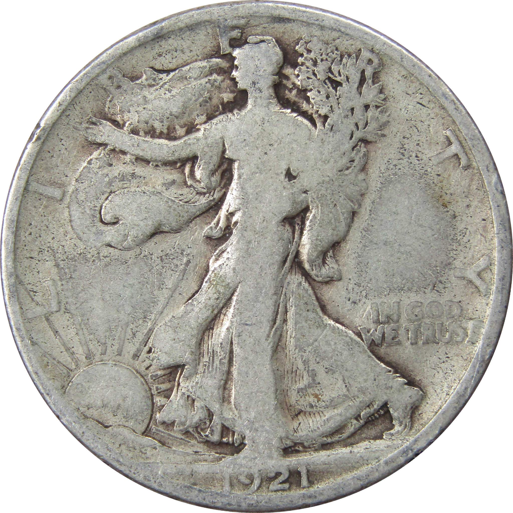 1921 D Liberty Walking Half Dollar VG Very Good Silver 50c SKU:IPC410