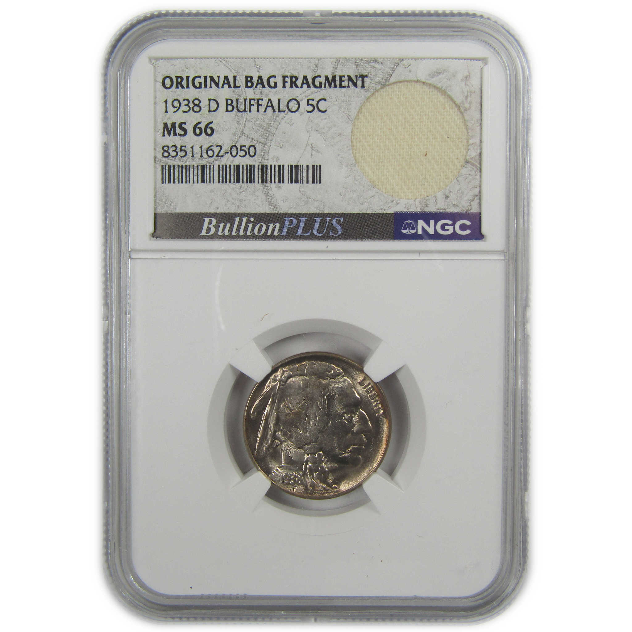 1938 D Indian Head Buffalo Nickel MS 66 NGC Bag Fragment SKU:I20544