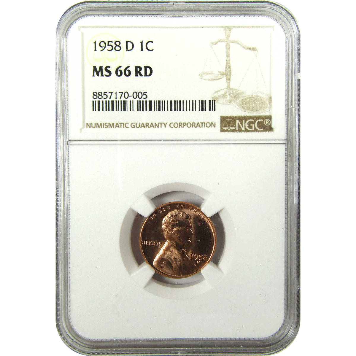 1958 D Lincoln Wheat Cent MS 66 RD NGC Penny 1c Coin SKU:I29501