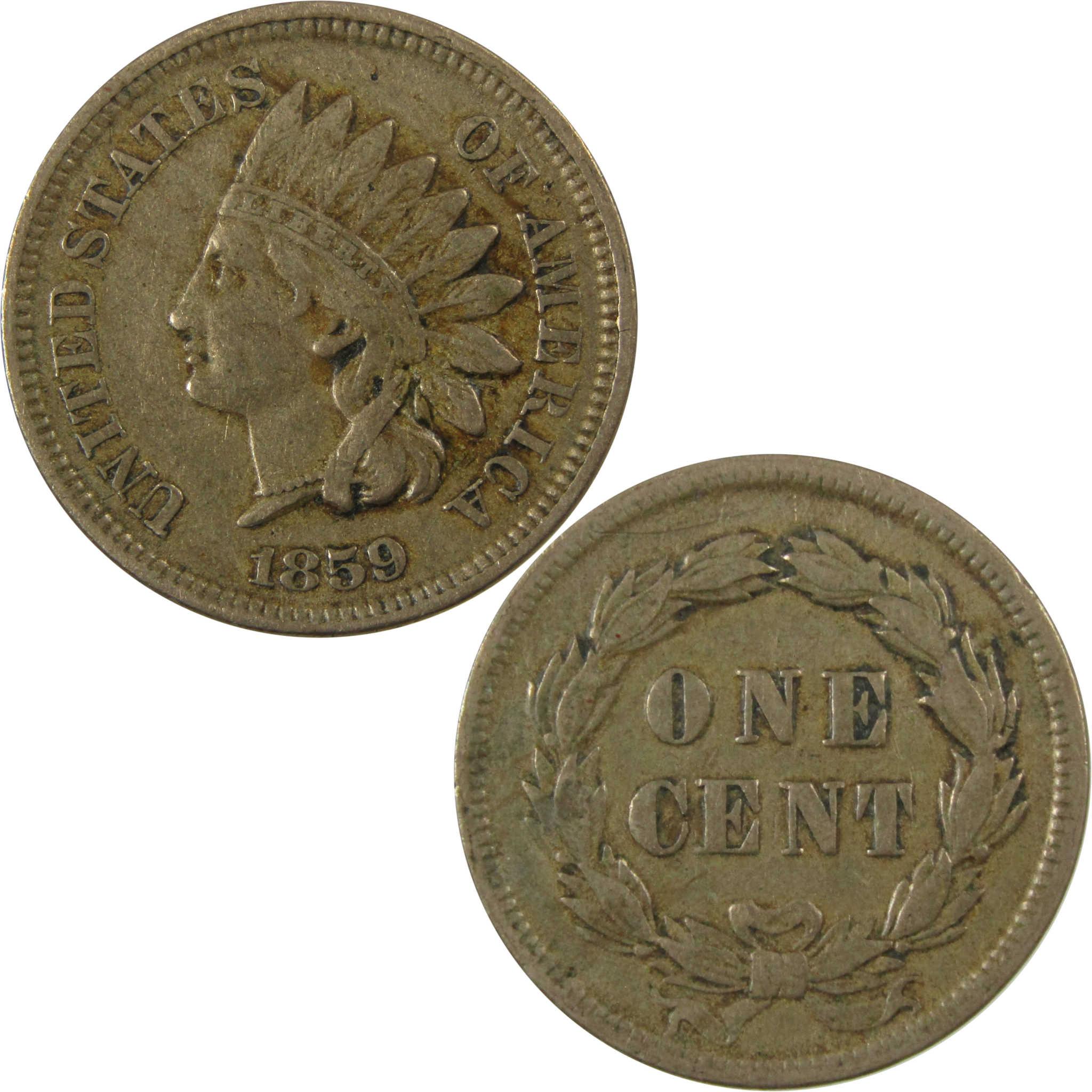1859 Indian Head Cent VF Very Fine Penny 1c Coin SKU:CP1270