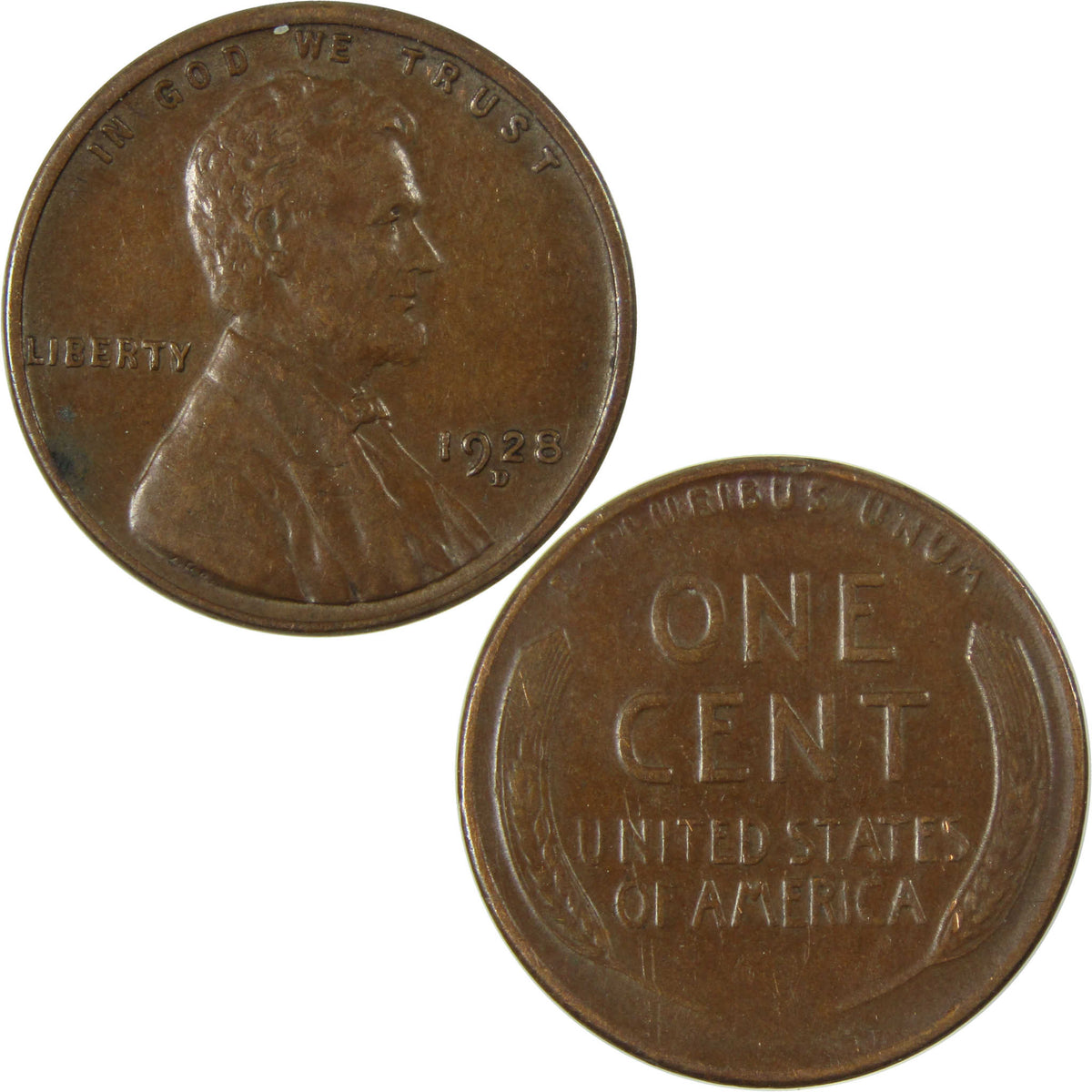 1928 D Lincoln Wheat Cent XF EF Extremely Fine 1c Coin SKU:I27314