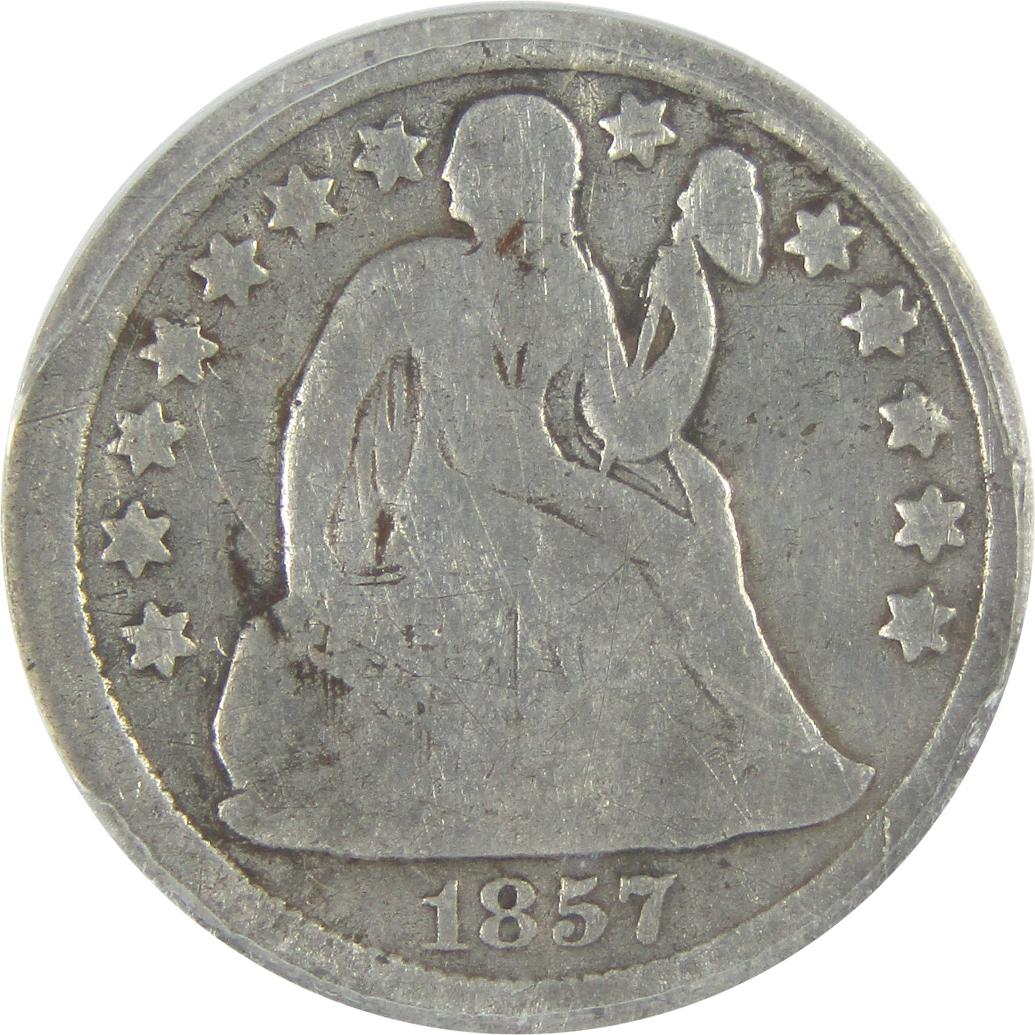 1857 Seated Liberty Dime G 6 ANACS Silver 10c Coin SKU:I16298