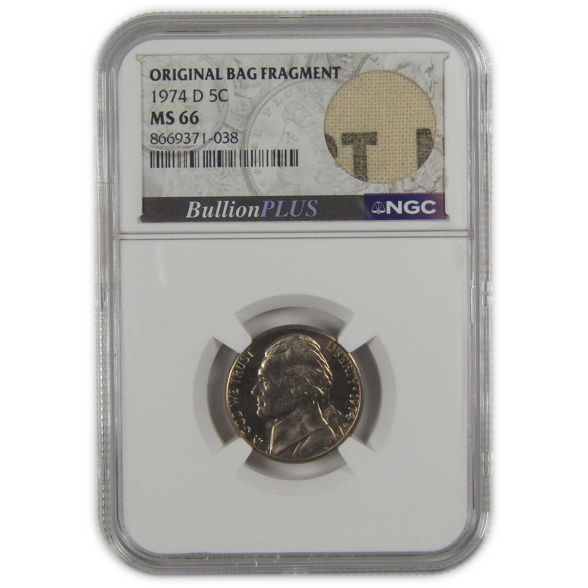 1974 D Jefferson Nickel MS 66 NGC Original Bag Fragment SKU:I23493