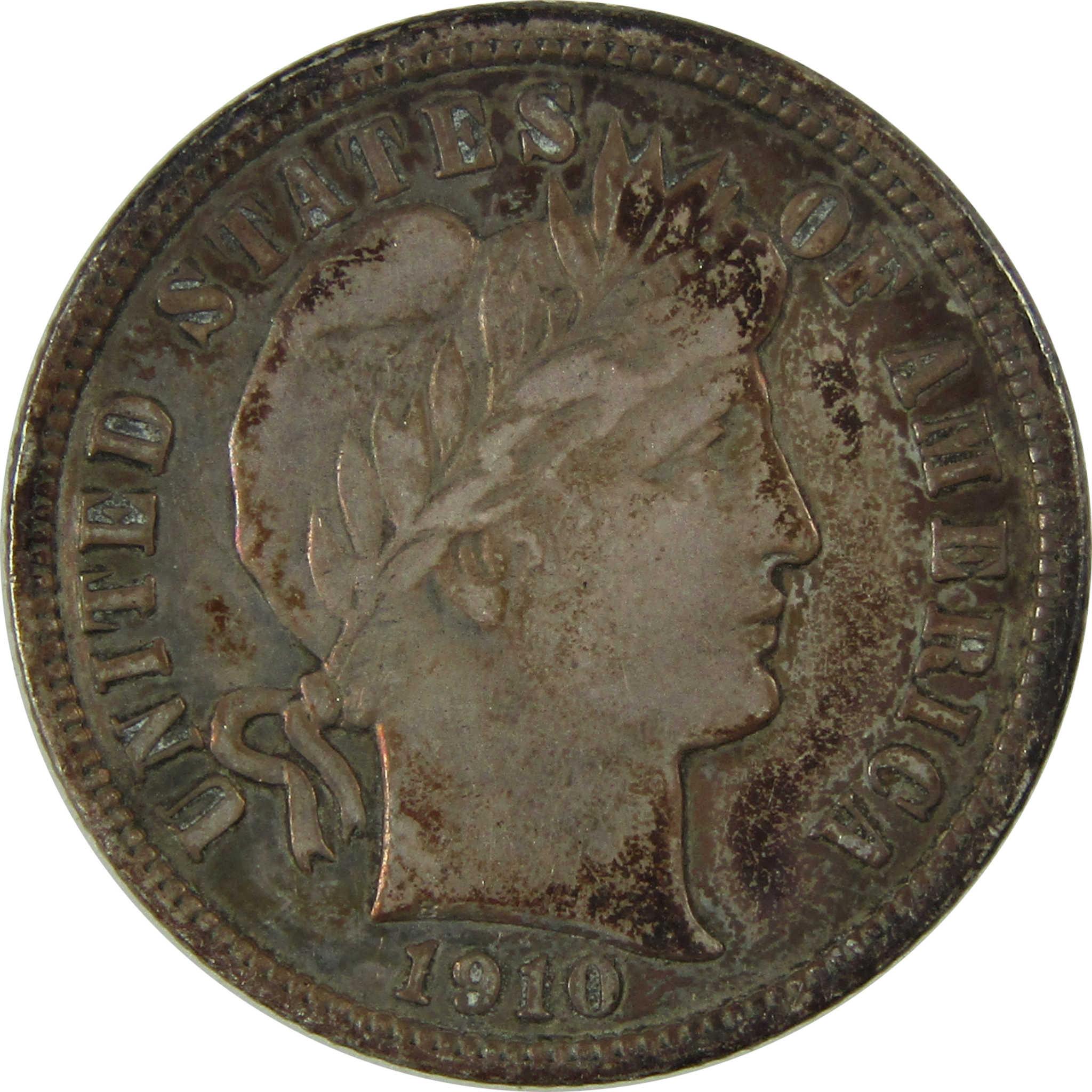 1910 Barber Silver Dime VF Very Fine Details 10c Coin SKU:CP1022