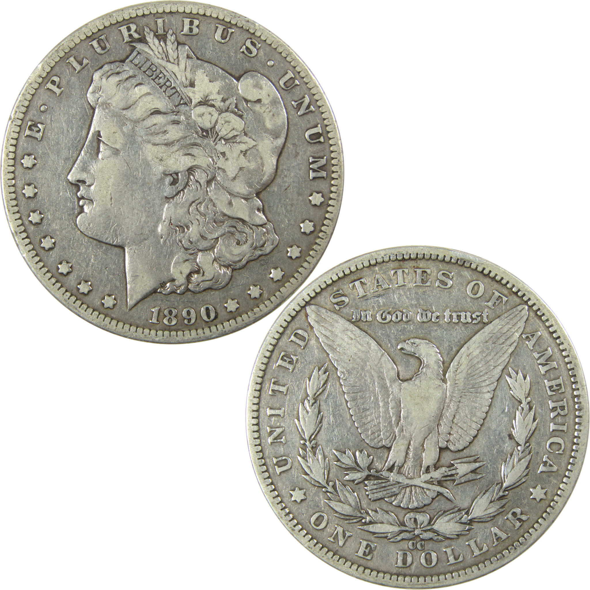 1890 CC Morgan Silver Dollar F Fine Details $1 Coin SKU:CP746 - Morgan coin - Morgan silver dollar - Morgan silver dollar for sale - Profile Coins &amp; Collectibles