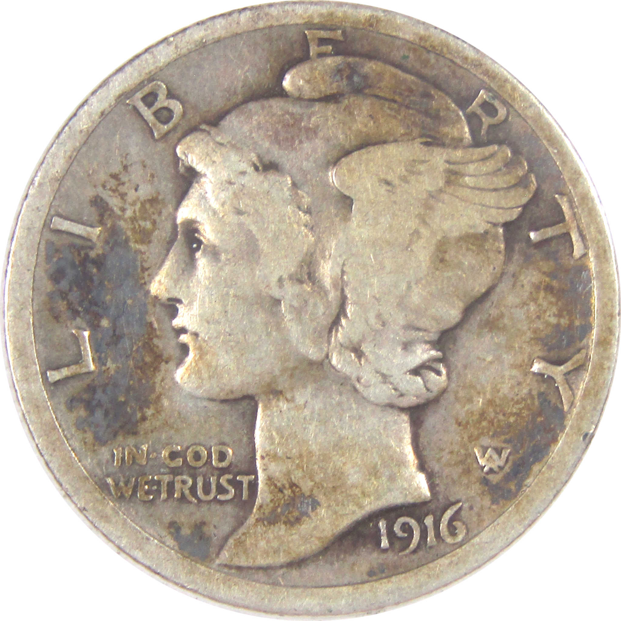 1916 Mercury Dime VG Very Good Silver 10c Coin SKU:I16917