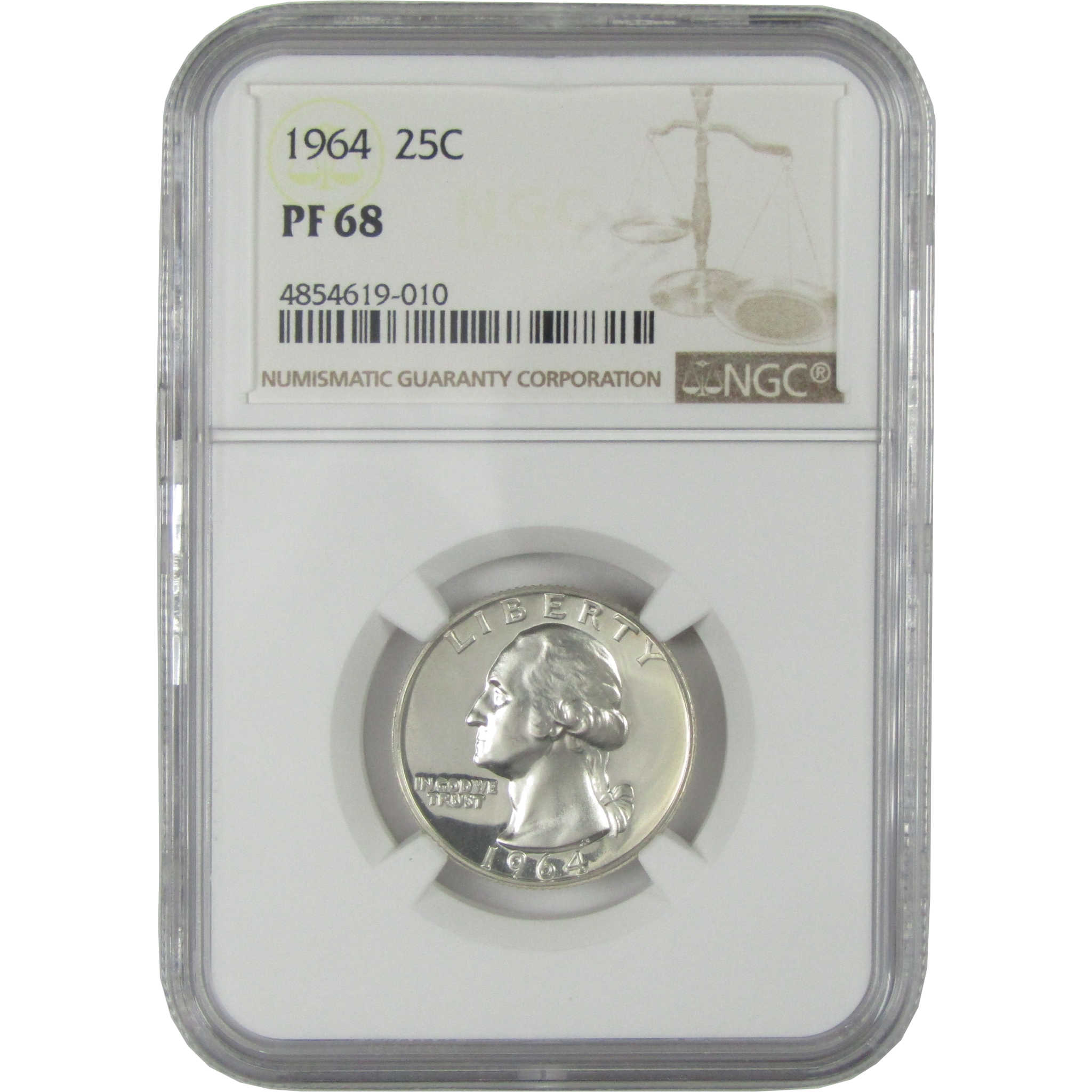 1964 Washington Silver Quarter PF 68 NGC Proof 25c Coin SKU:I27501