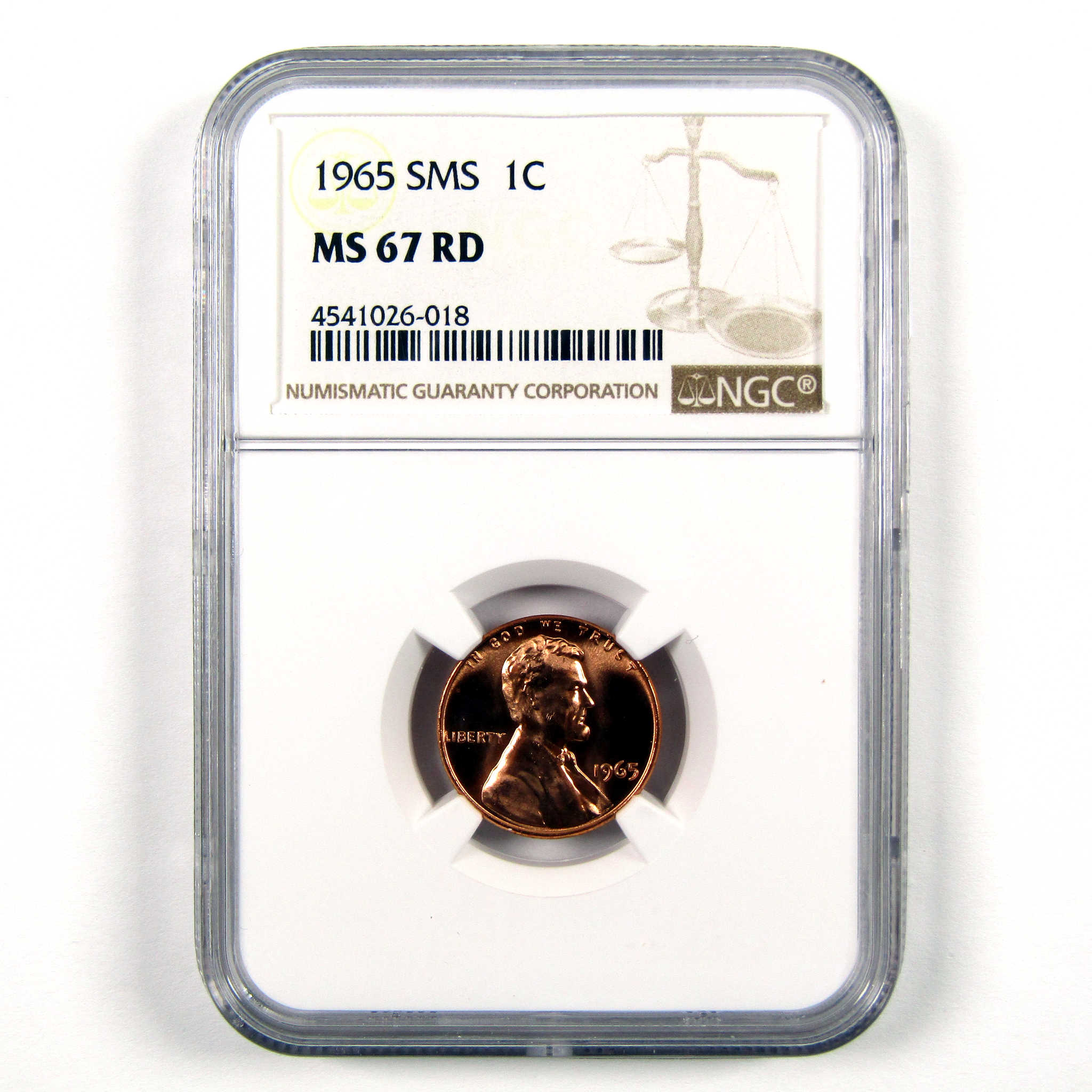 1965 SMS Lincoln Memorial Cent MS 67 RD NGC Penny 1c Unc SKU:CPC6036