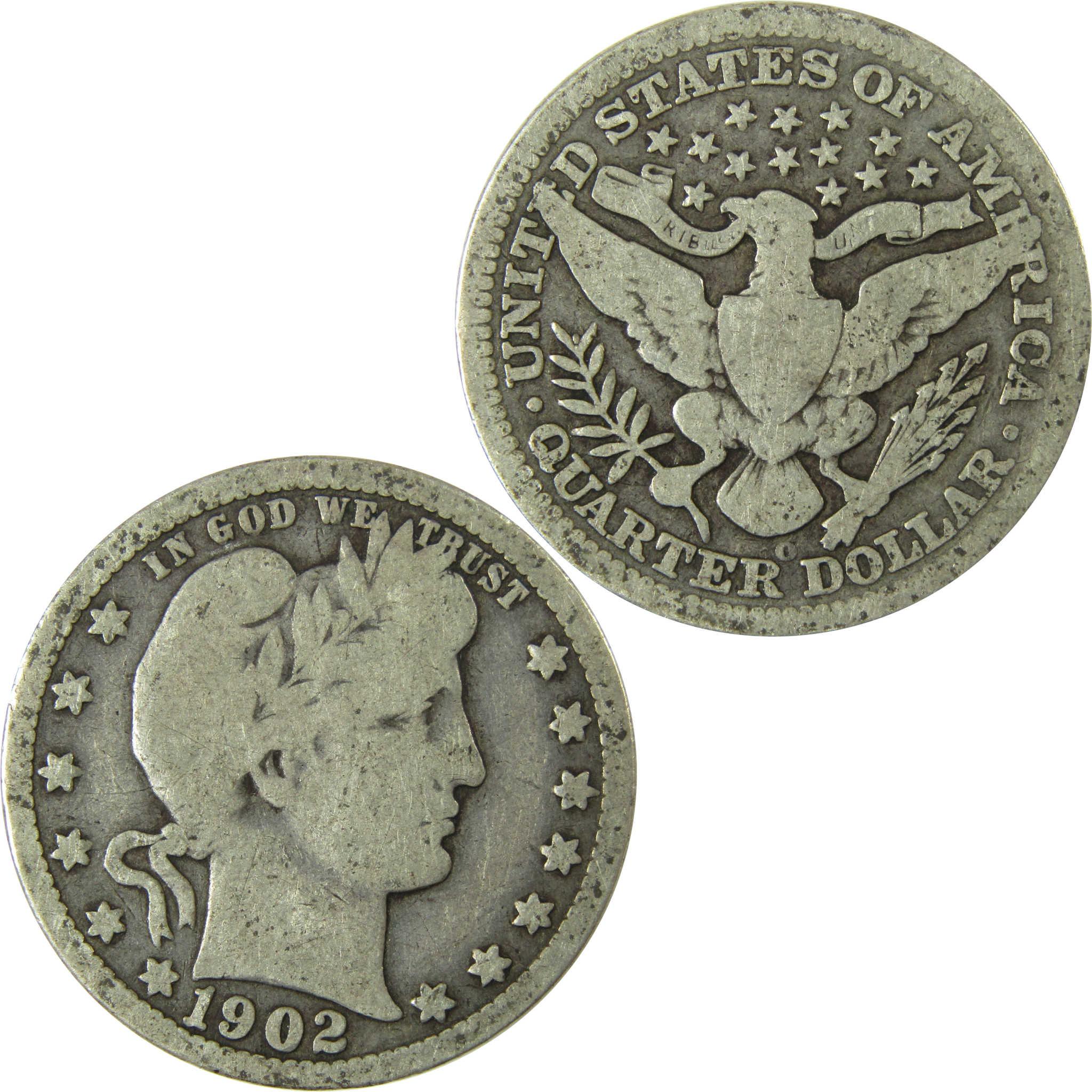 1902 O Barber Silver Quarter VG Very Good 25c Coin SKU:CP874