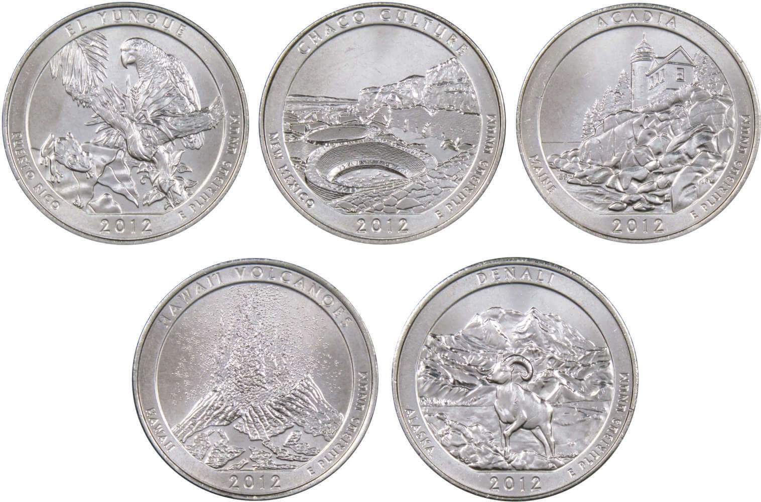 2012 D Quarter 5 Coin Set Clad Uncirculated Mint State 25c Collectible