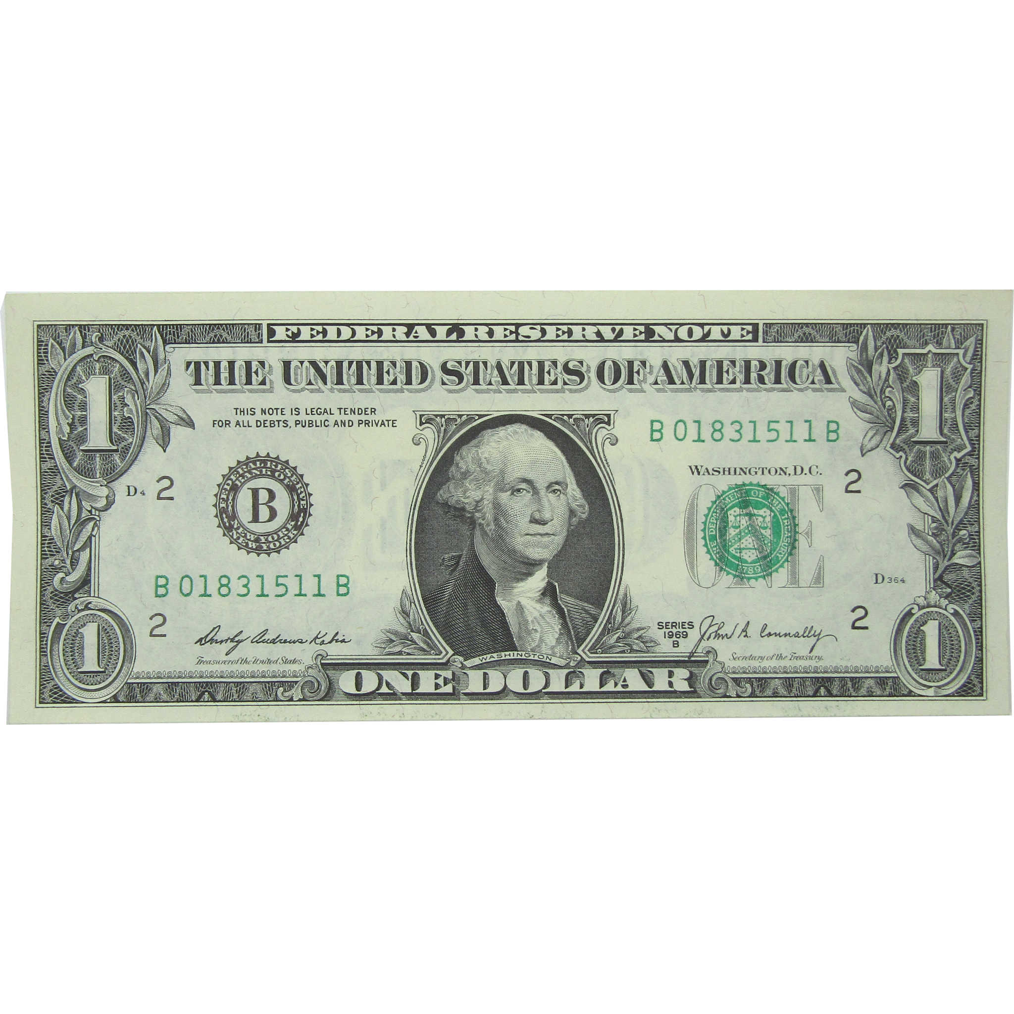 1969 B $1 Small Size Federal Reserve Note CU Crisp Uncirculated