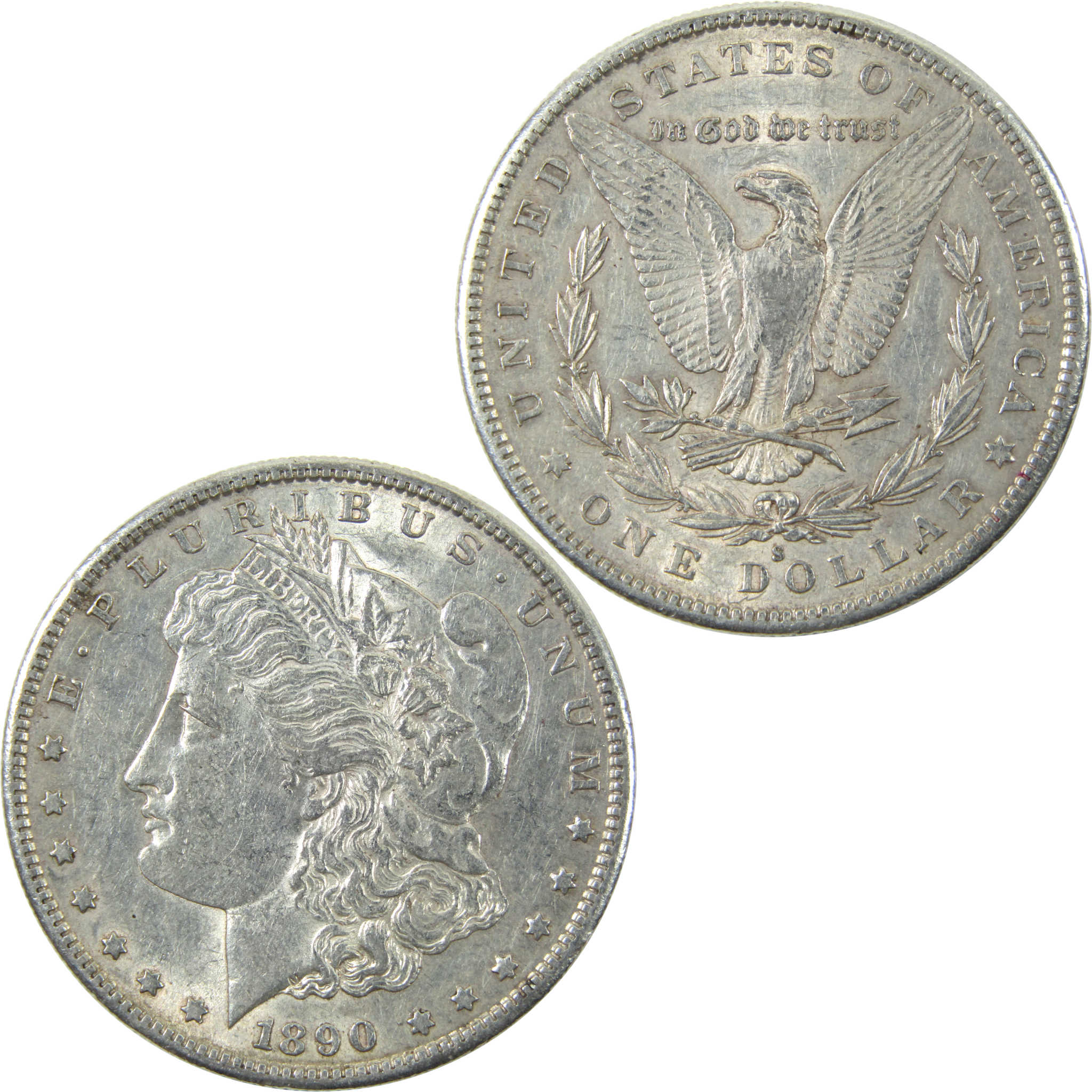 1890 S Morgan Dollar AU About Uncirculated Silver $1 Coin SKU:I14191 - Morgan coin - Morgan silver dollar - Morgan silver dollar for sale - Profile Coins &amp; Collectibles