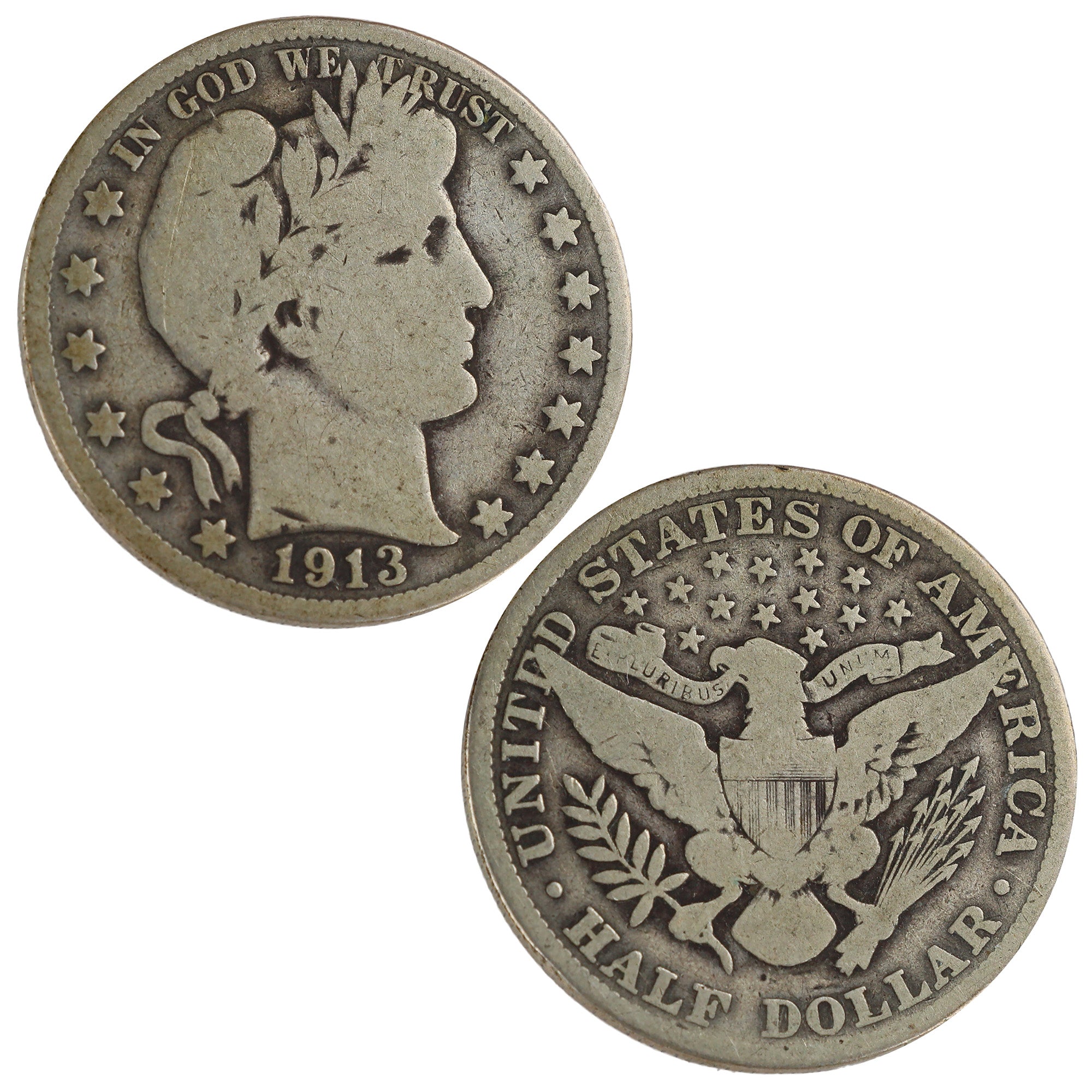 1913 Barber Half Dollar VG Very Good Silver 50c Coin SKU:I11997