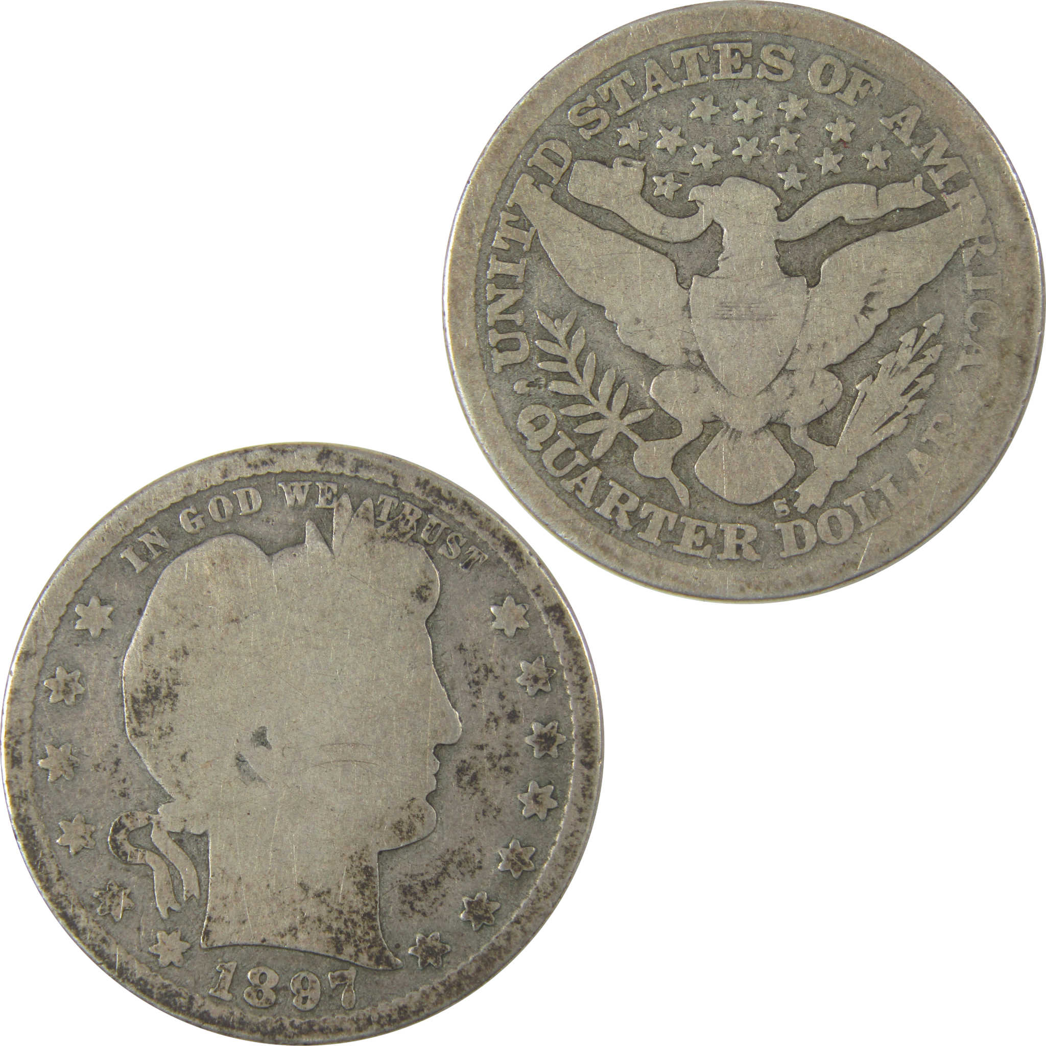 1897 S Barber Quarter AG About Good Silver 25c Coin SKU:I19768