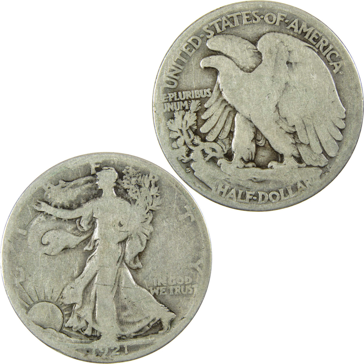 1921 S Liberty Walking Silver Half Dollar G Good 50c Coin SKU:CP1755