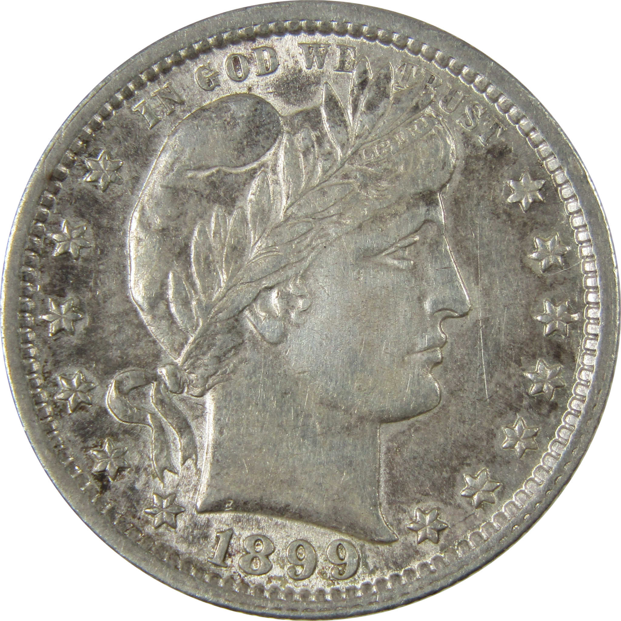 1899 Barber Silver Quarter AU About Uncirculated Details SKU:CP894