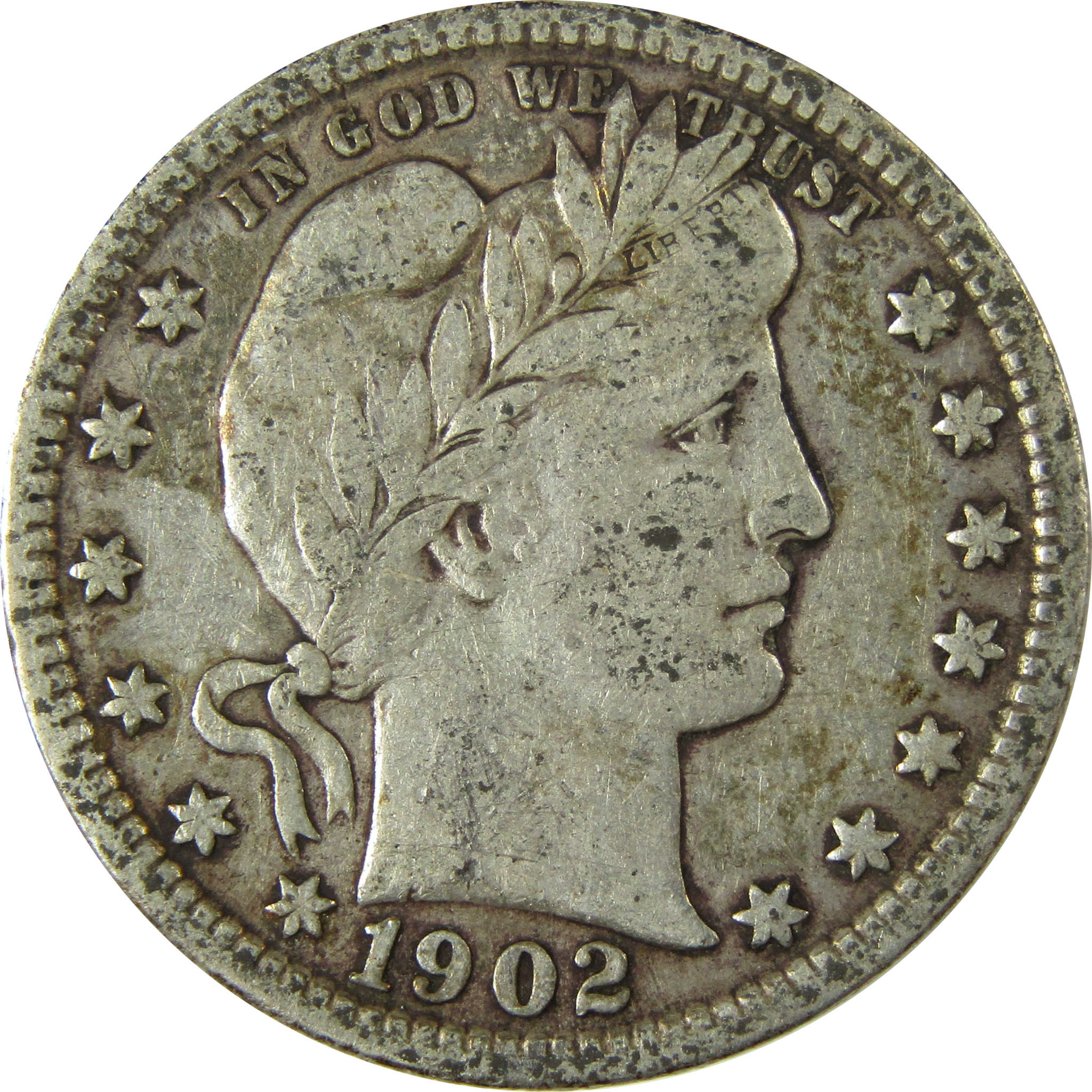 1902 Barber Silver Quarter VF Very Fine 25c Coin SKU:CP877