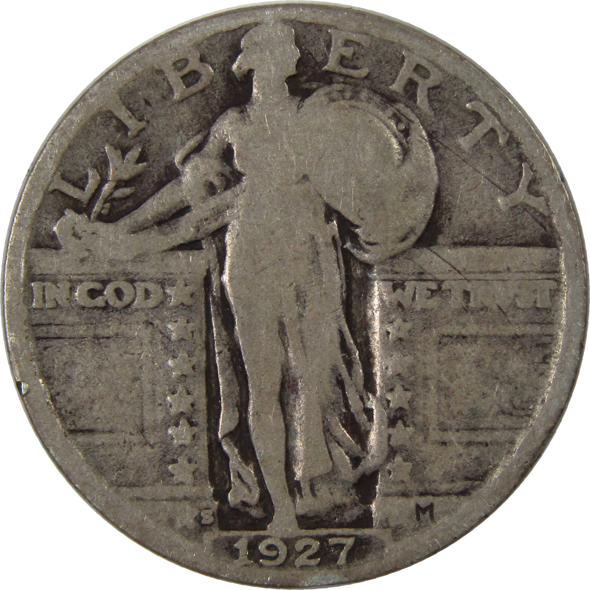1927 S Standing Liberty Quarter G Good Silver 25c Coin SKU:I23461