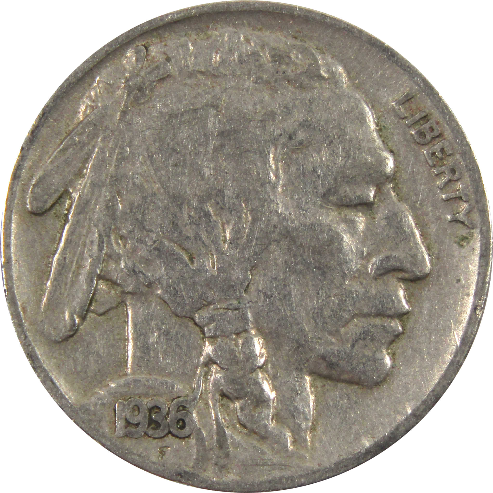 1936 Indian Head Buffalo Nickel F fine 5c Coin