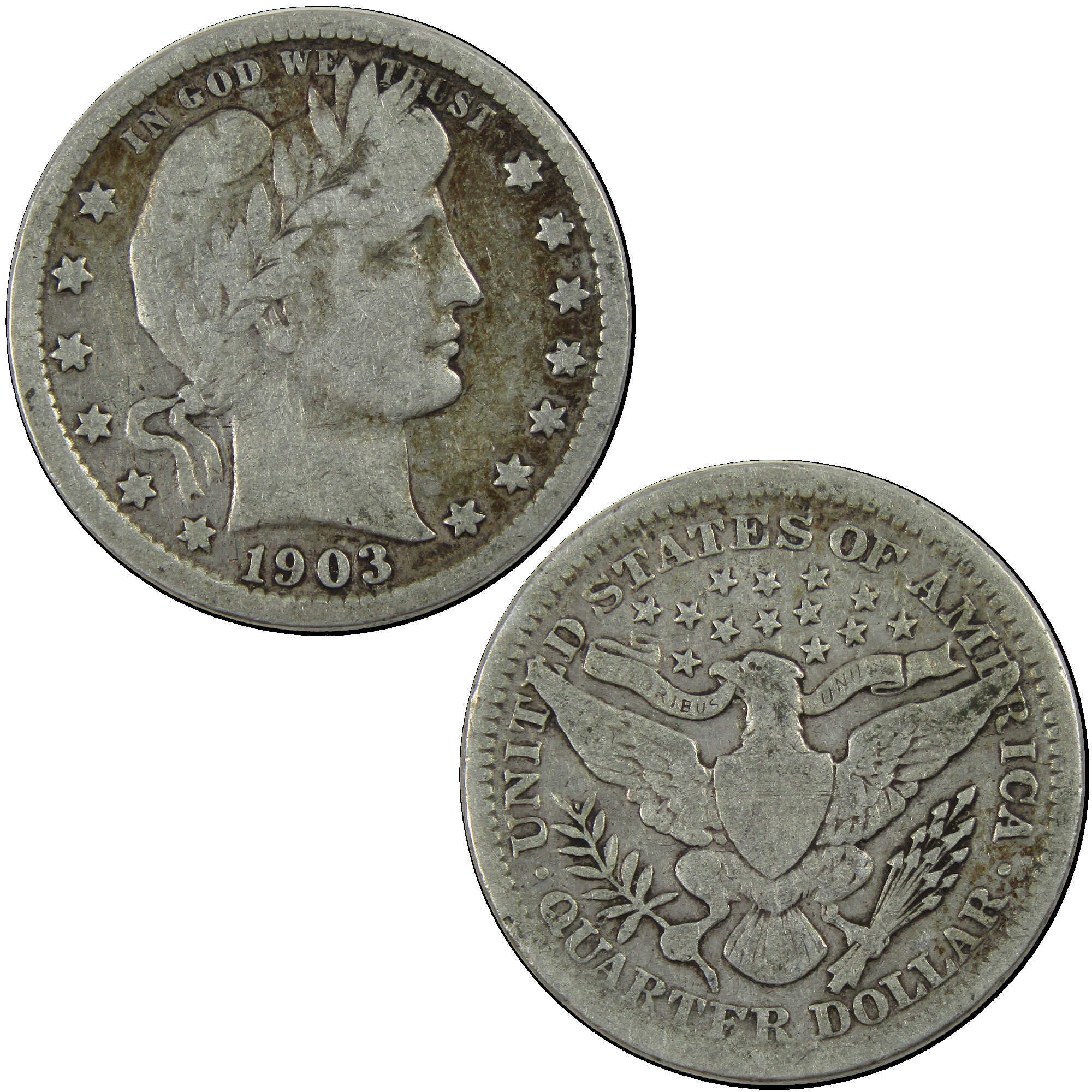 1903 Barber Quarter VG Very Good Silver 25c Coin SKU:I12741