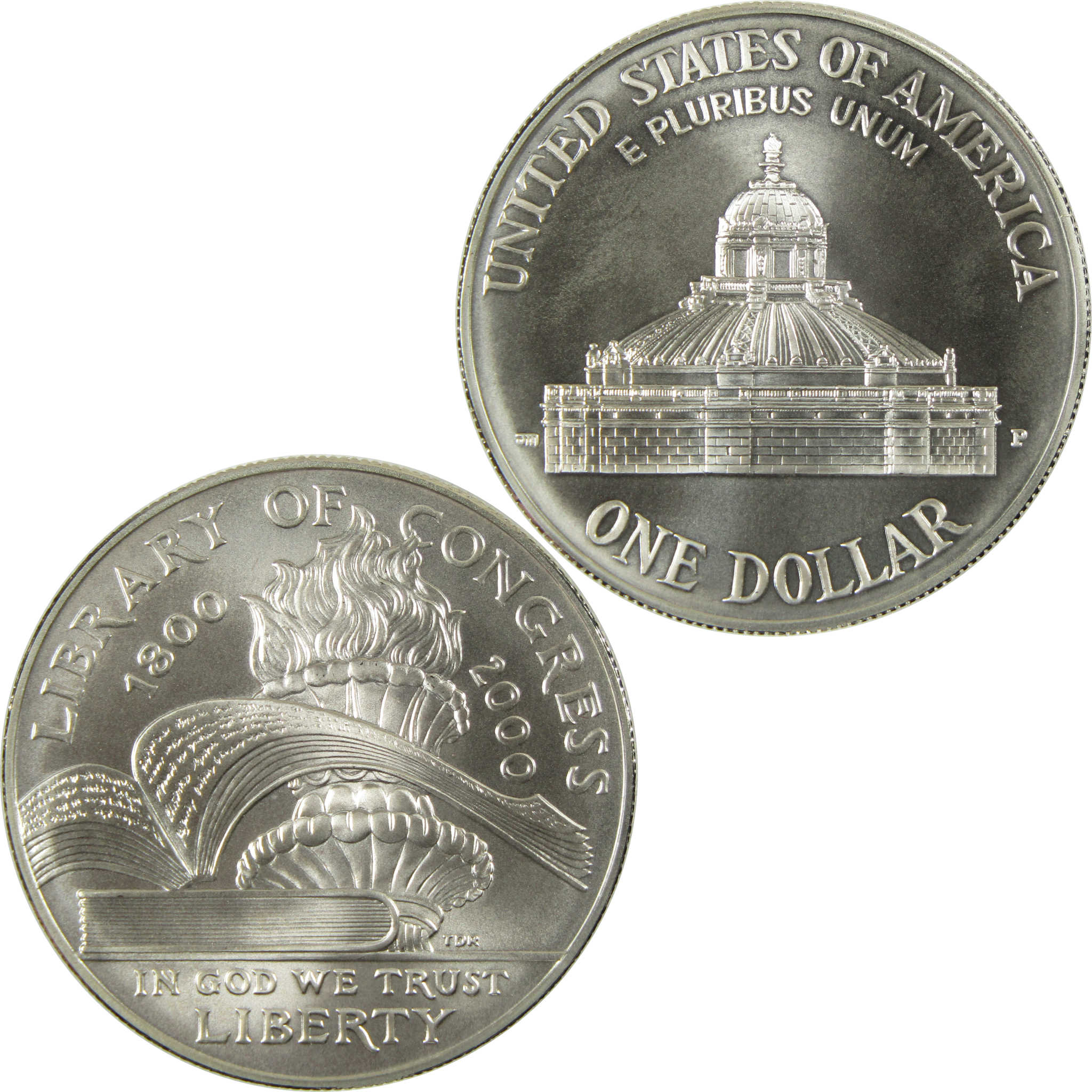 2000 P Library of Congress Commemorative Silver Dollar Uncirculated