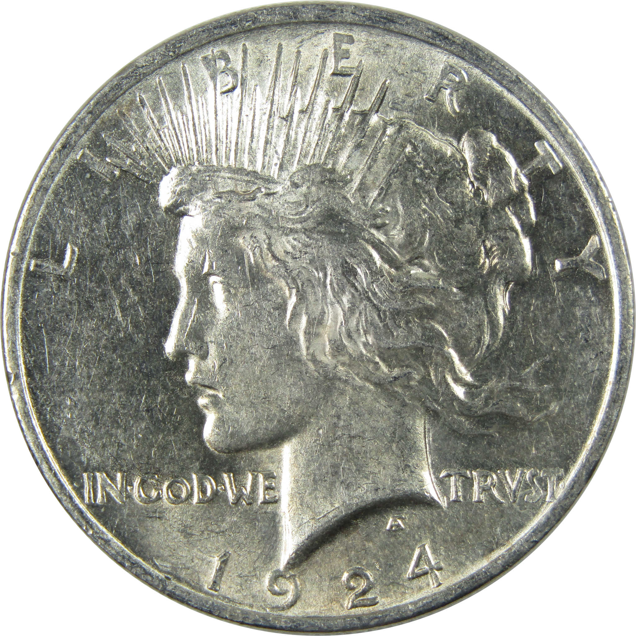 1924 Peace Dollar AU About Uncirculated Silver $1 Coin SKU:I15102