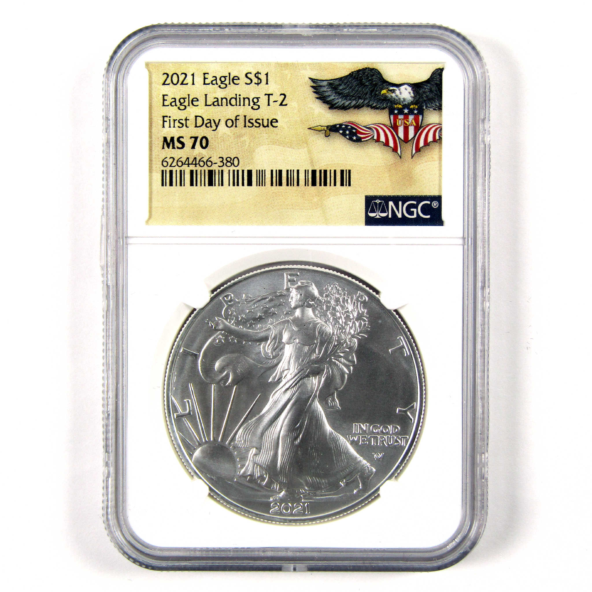 2021 T2 American Silver Eagle MS 70 NGC $1 Unc 1st Day SKU:CPC6436