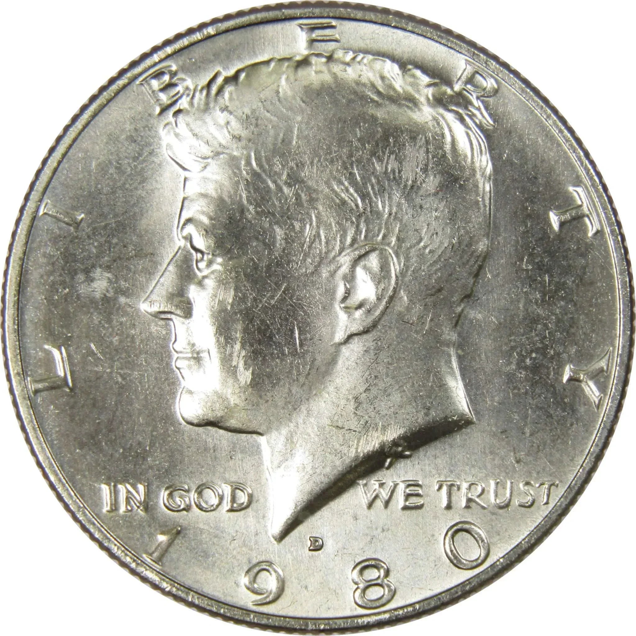 1980 D Kennedy Half Dollar Clad Uncirculated Mint State 50c Coin