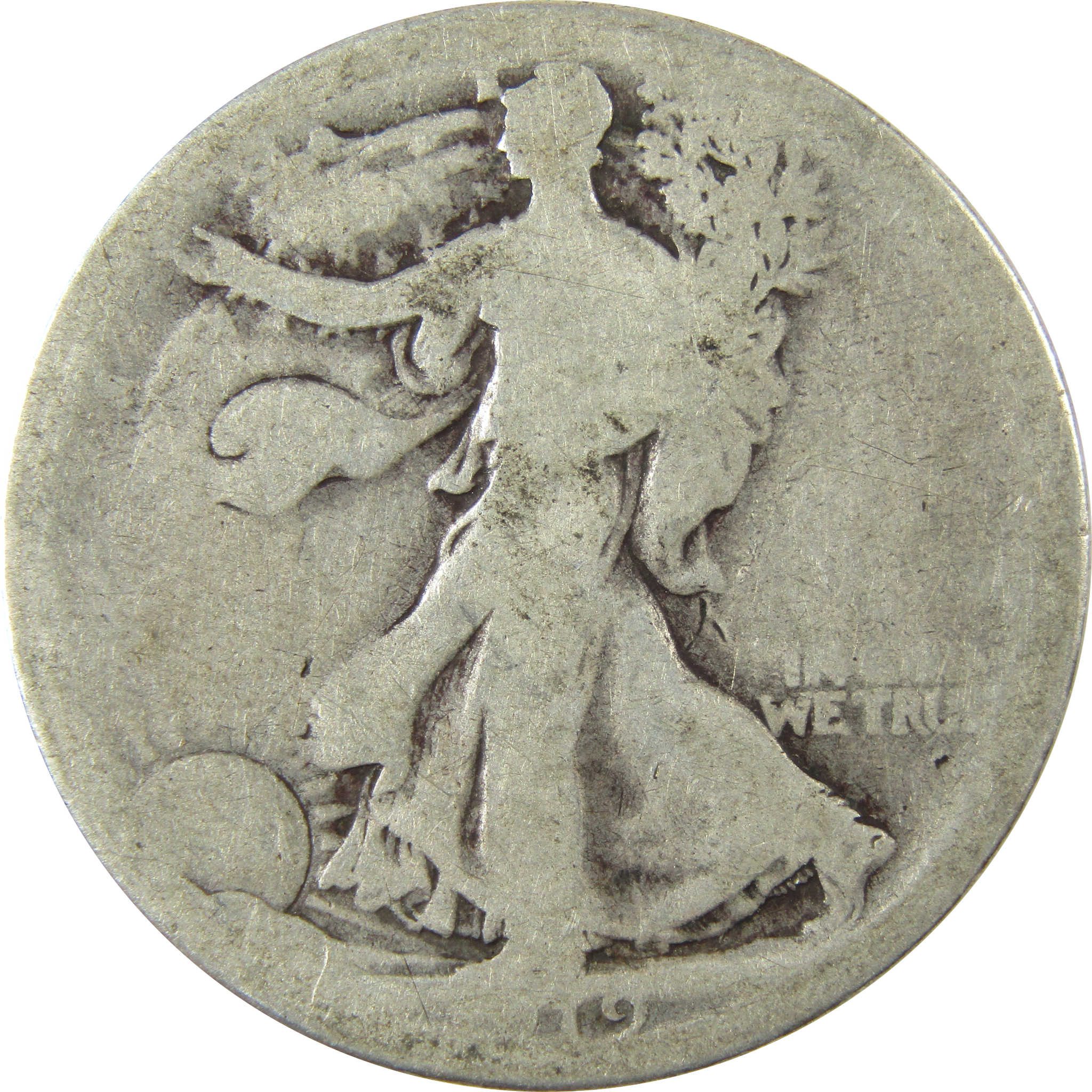 1919 D Liberty Walking Silver Half Dollar AG About Good SKU:CP1423