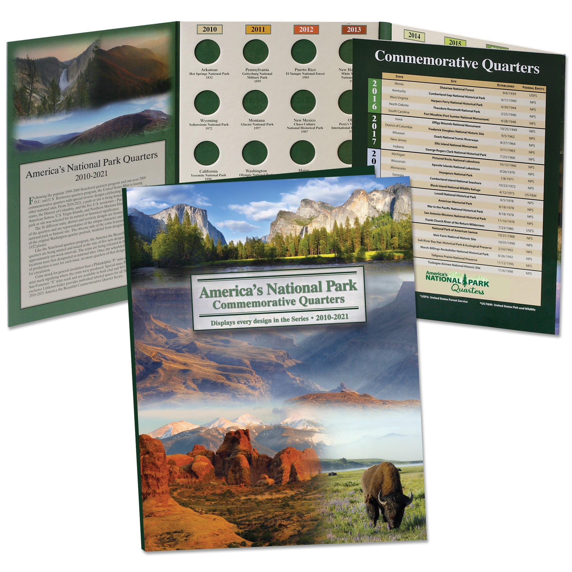 2010-2021 America's National Park Quarter Series Colorful Folder