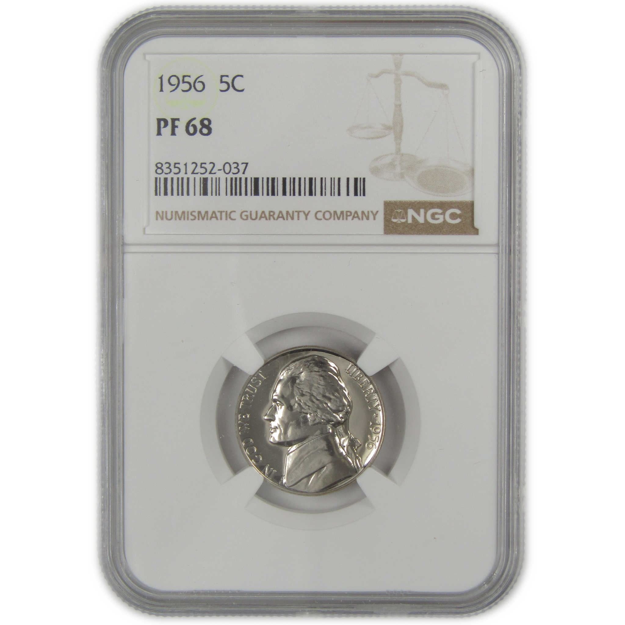 1956 Jefferson Nickel PF 68 NGC Proof 5c Coin SKU:I20639