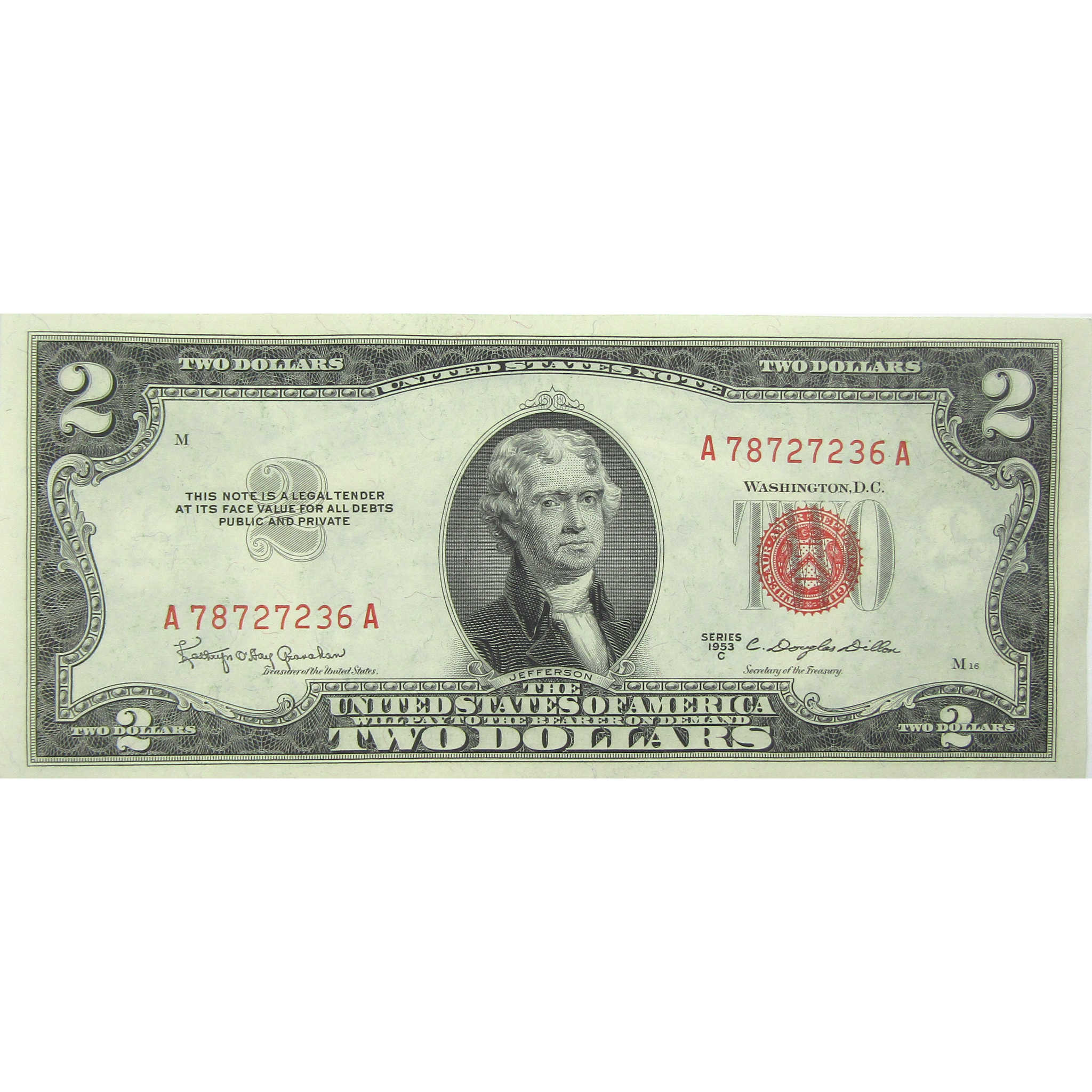 1953 C $2 Small Size Legal Tender Note CU Crisp Uncirculated Currency