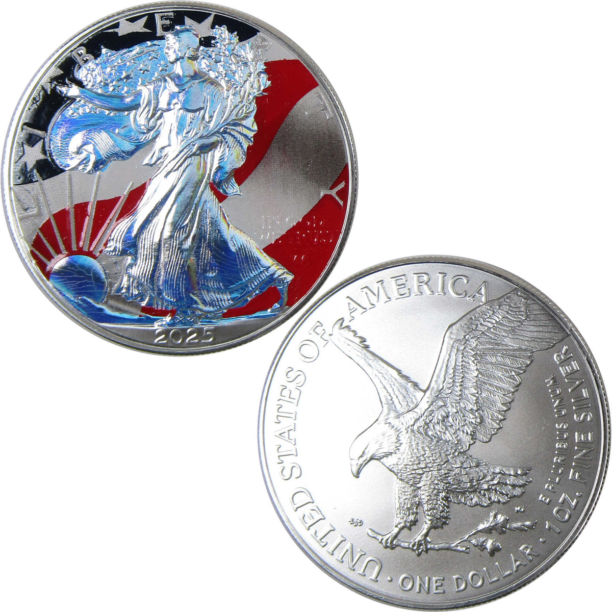 2025 Stars and Stripes Colorized and Hologram American Silver Eagle
