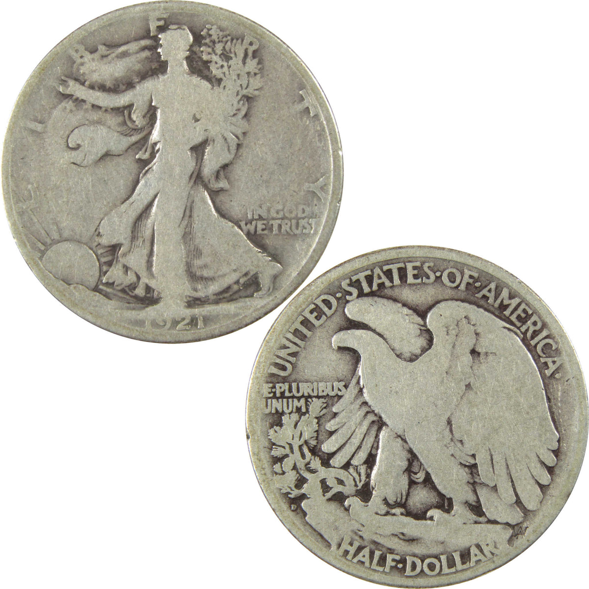 1921 D Liberty Walking Silver Half Dollar VG Very Good Coin SKU:I28623