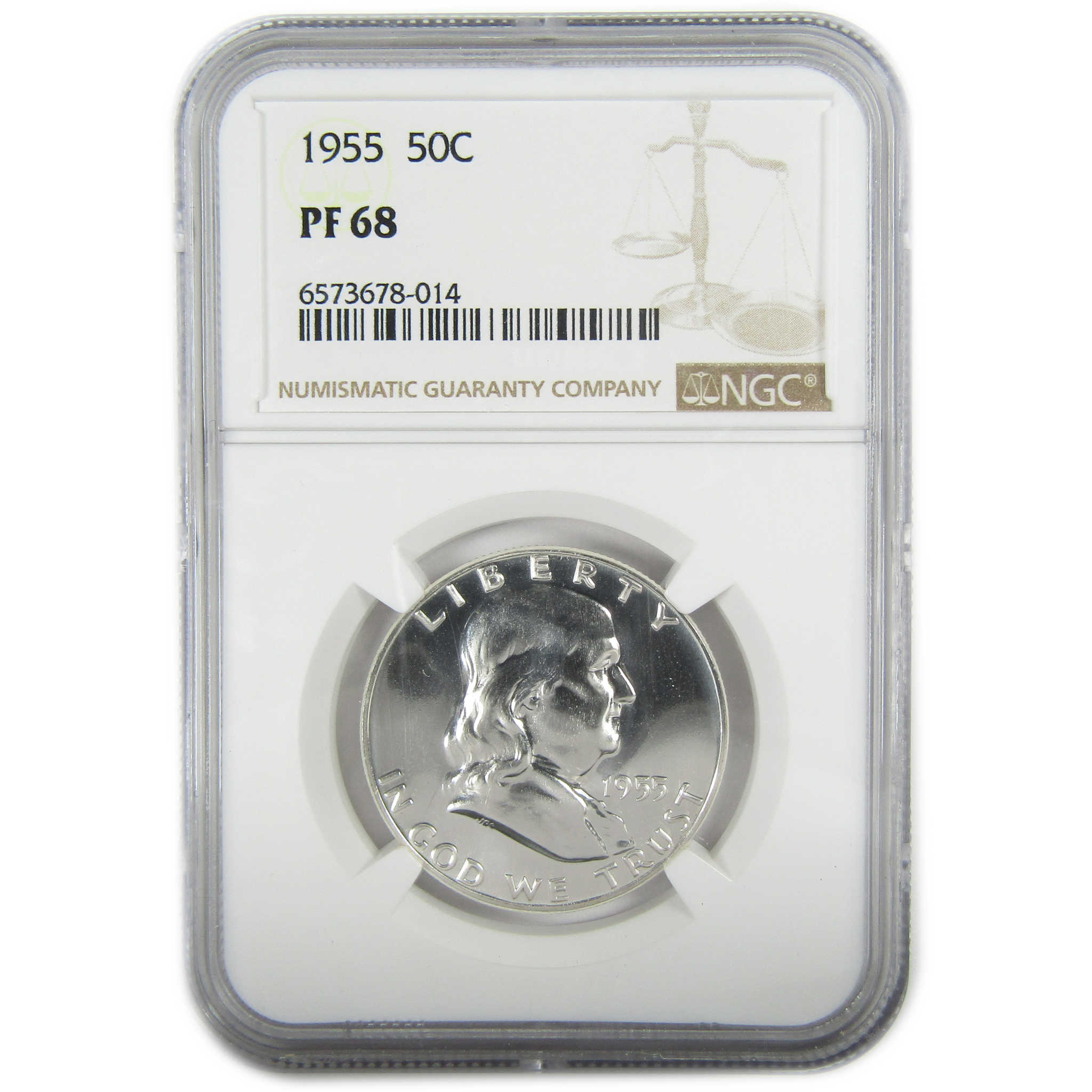 1955 Franklin Silver Half Dollar PF 68 NGC Proof 50c Coin SKU:I27396